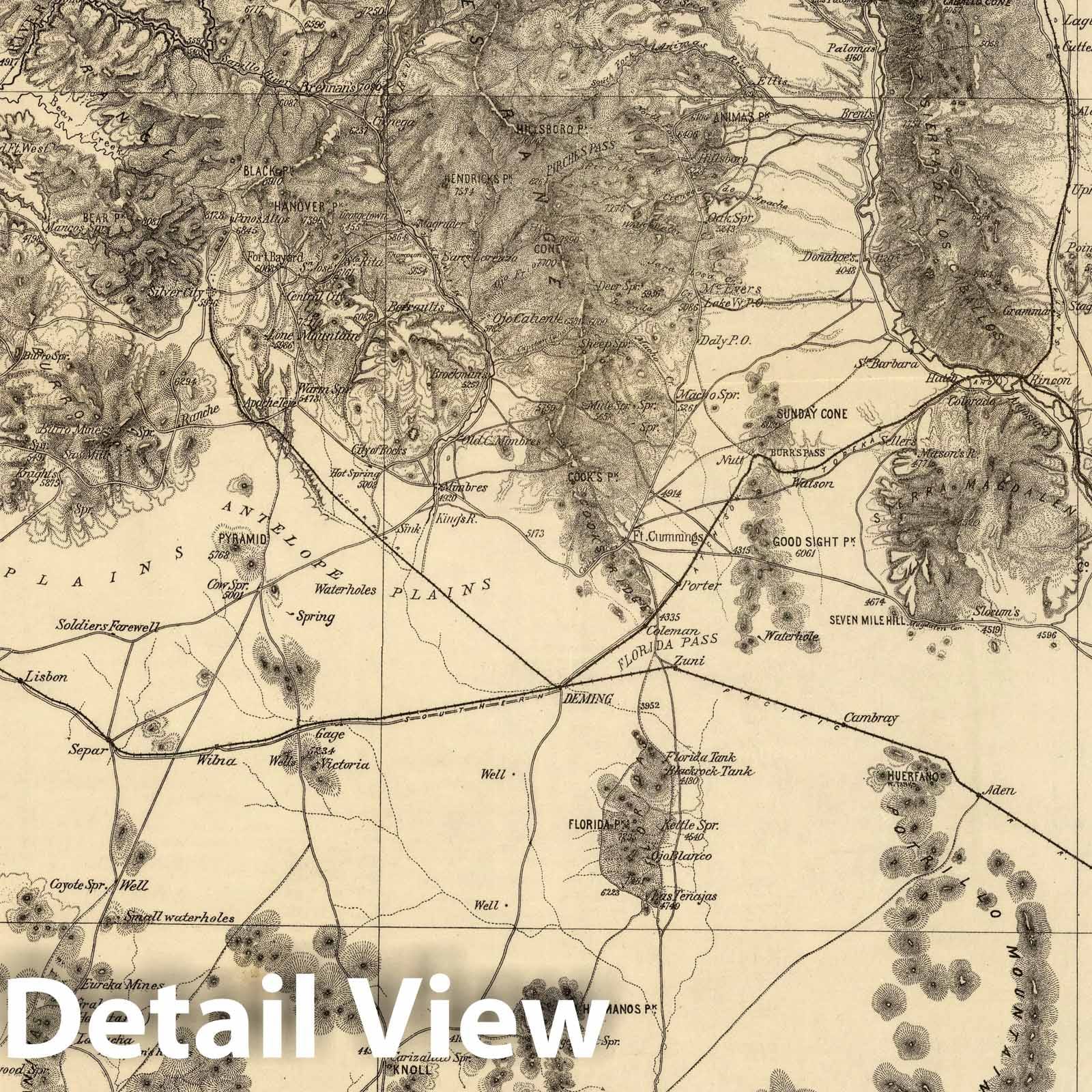 Southwestern New Mexico, 1883 - Historical Topographic Map Print