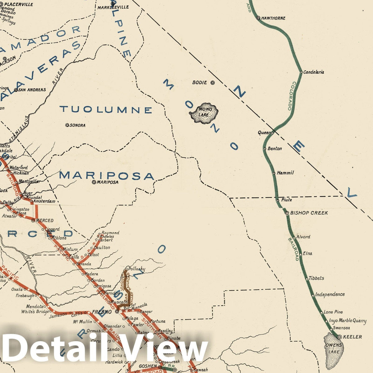 California - Railroad Map, 1891 - Historical Map Print