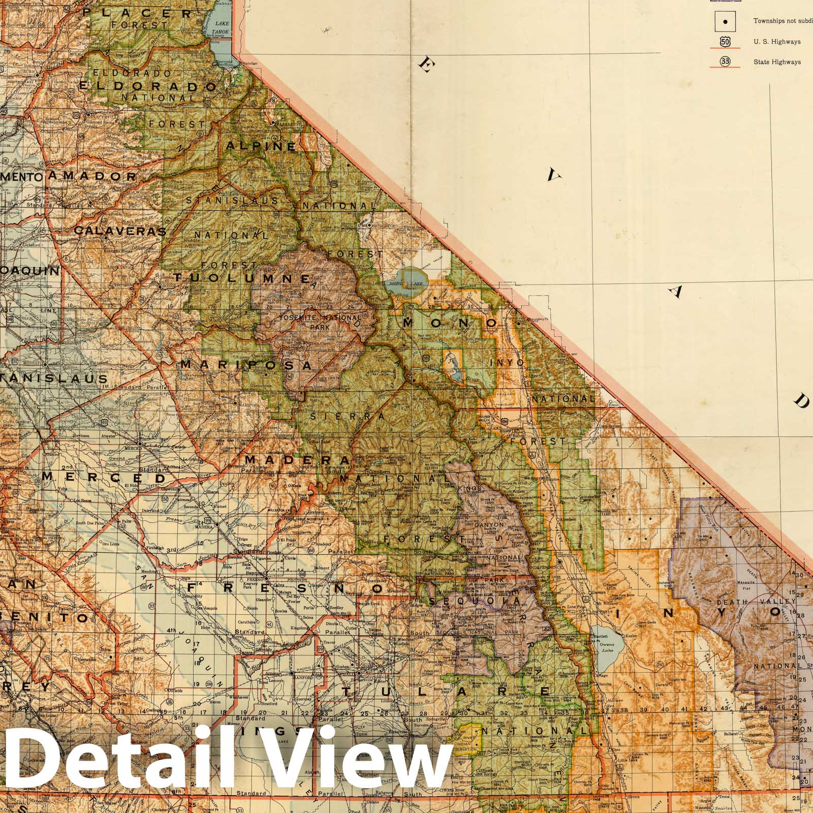 California - Survey Map, 1944 - Historical Map Print
