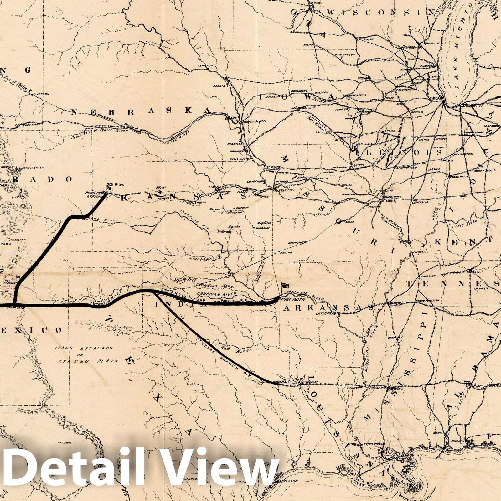 United States - Railroad Map, 1869 - Historical Map Print