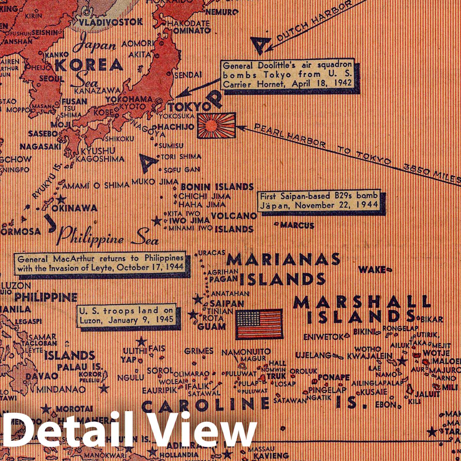 World War II: Luzon, Philippines, Okinawa - Military Map, 1945