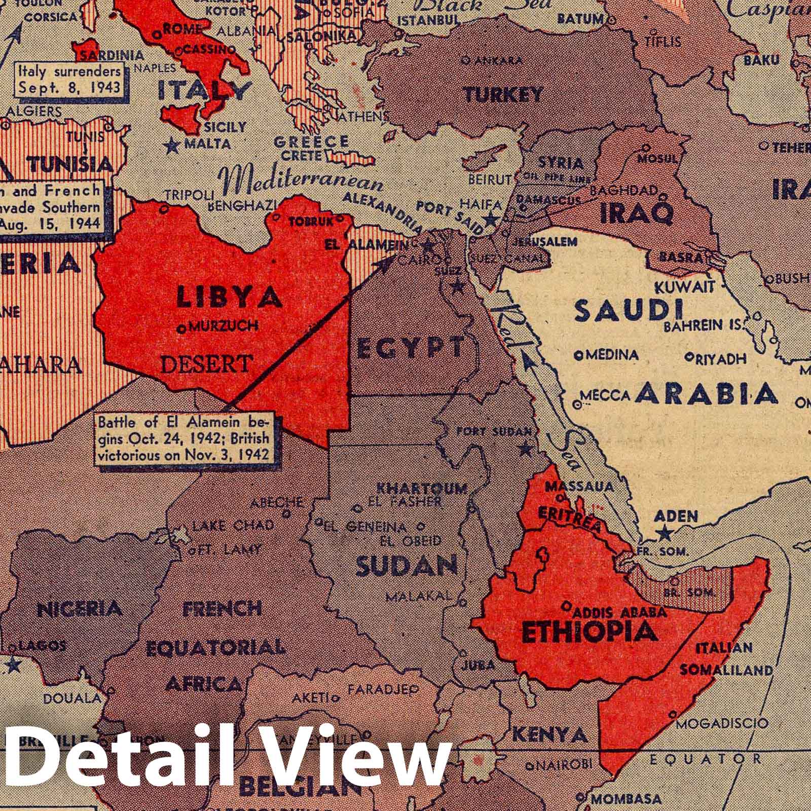 World War II: Africa and Europe - Military Map, 1945