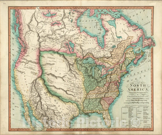 Historic Map : Norrh America, 1826 1826 - Vintage Wall Art