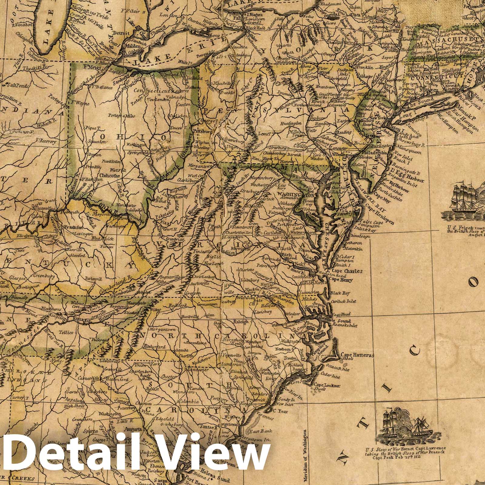 Map of the United States - Road Map, 1813 - Historical Map Print