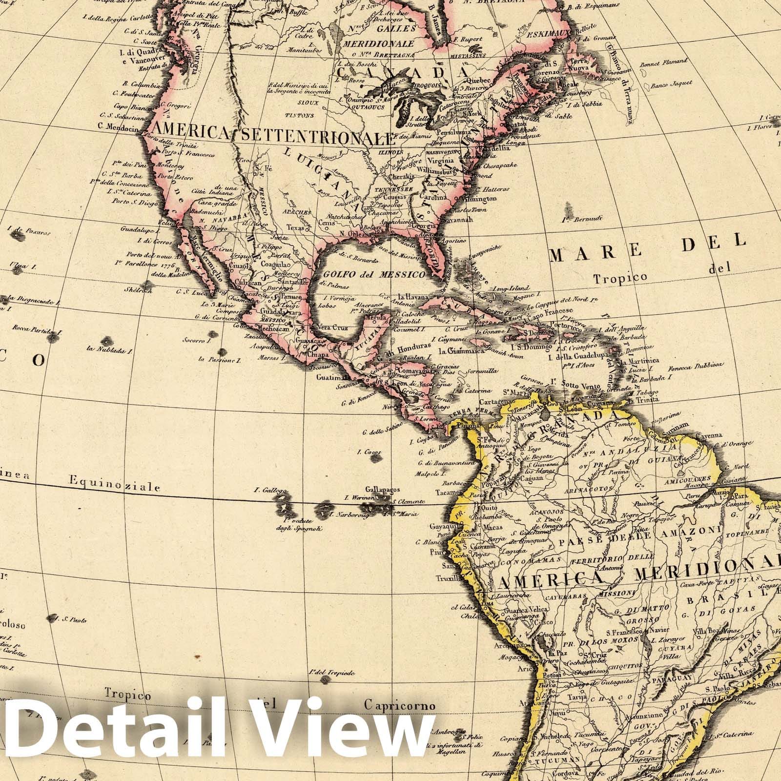 North and South America 1856 Historical Map Print