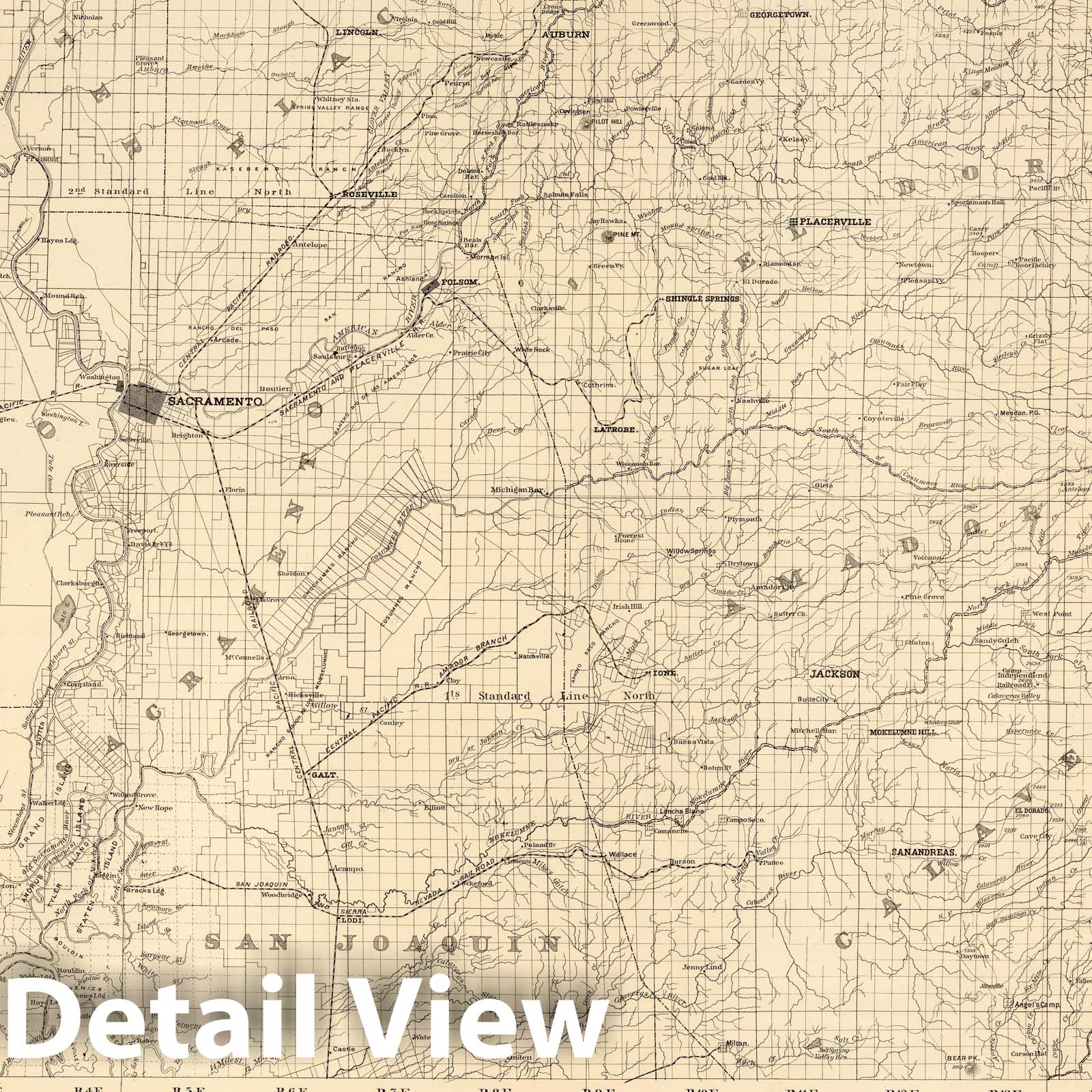 Northern California: Sacramento and El Dorado Counties - Sheet 8, 1884 Topographic Map