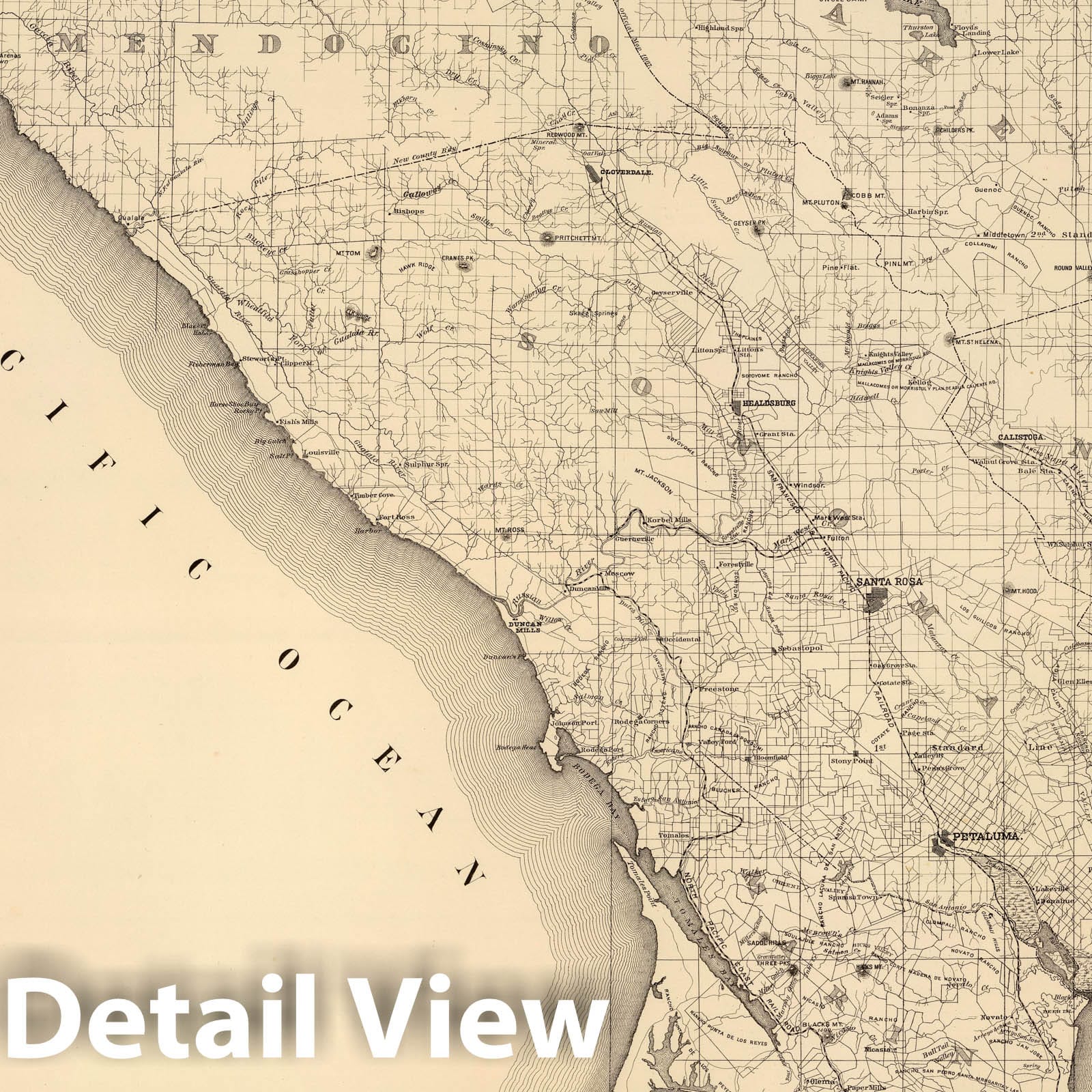 Northern California: Sonoma and Napa Counties - Sheet 7, 1884 Topographic Map