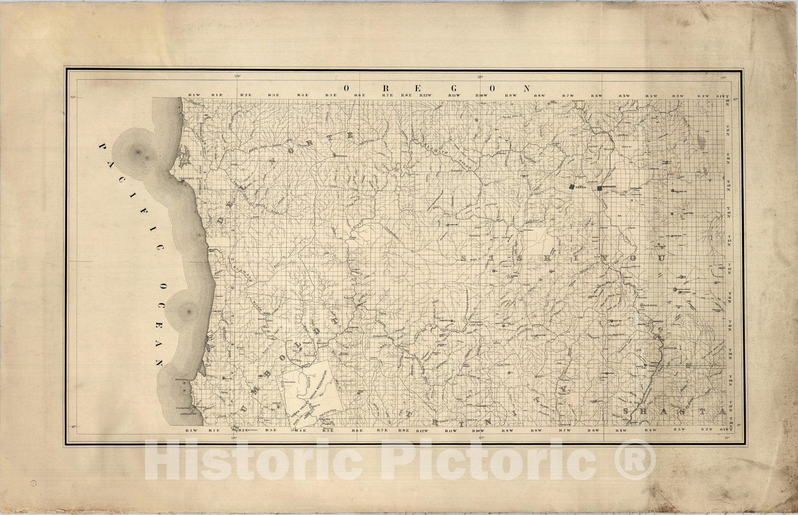 Historic Map : State Engineer's Map of Northern California, Northern California, Del Norte County (sheet 1) 1884 - Vintage Wall Art