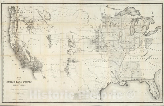 Historic Map : Map of the Public Land States And Territories, 1864 - Vintage Wall Art