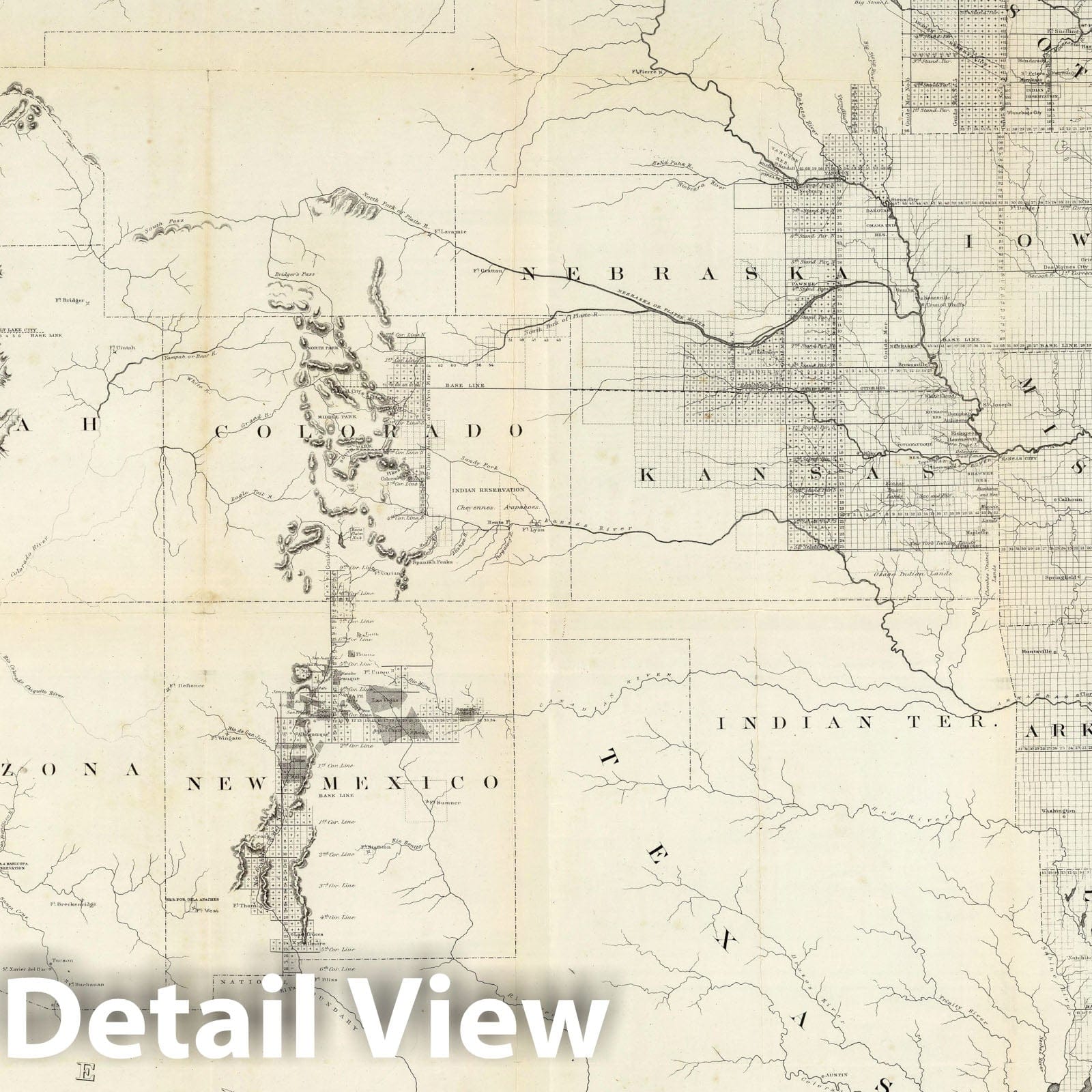 United States Public Land Survey, 1864 - Historical Map Print