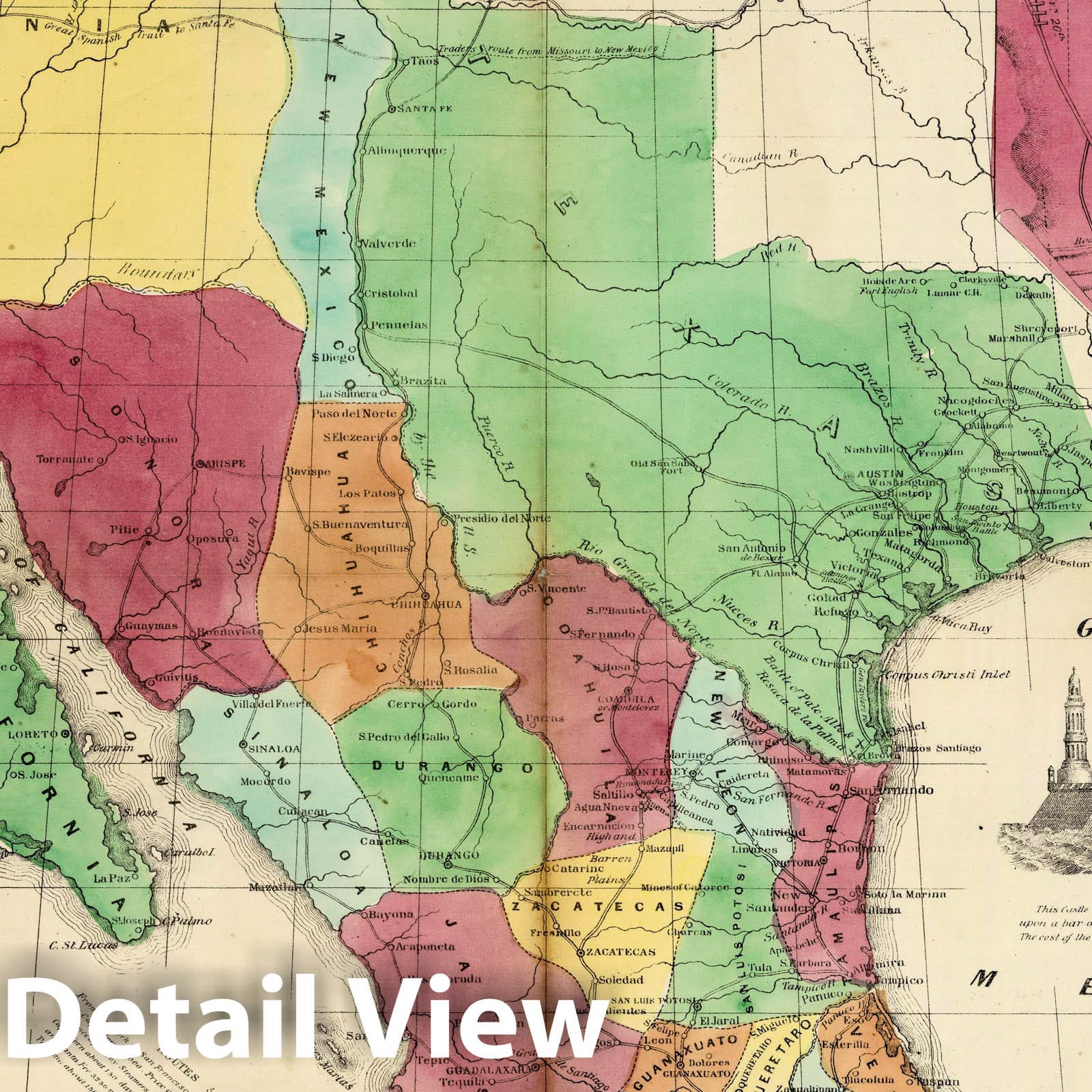 Mexico, Texas, California, and Yucatan - Military Map, 1849