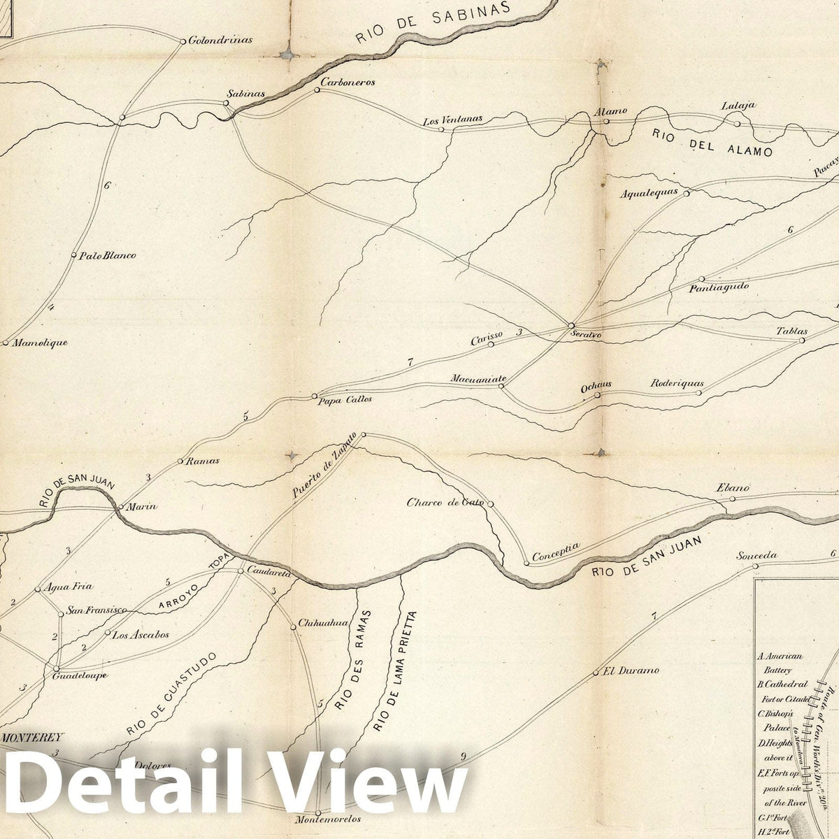 Mexican-American War: Monterey and Rio Grande - Military Map, 1846