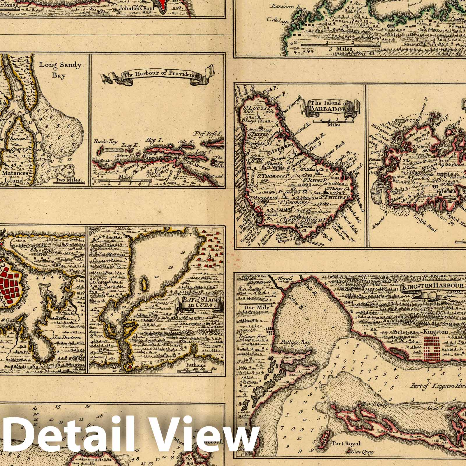 Major Forts and Ports of North America and Caribbean, 1737 - Historical Map Print