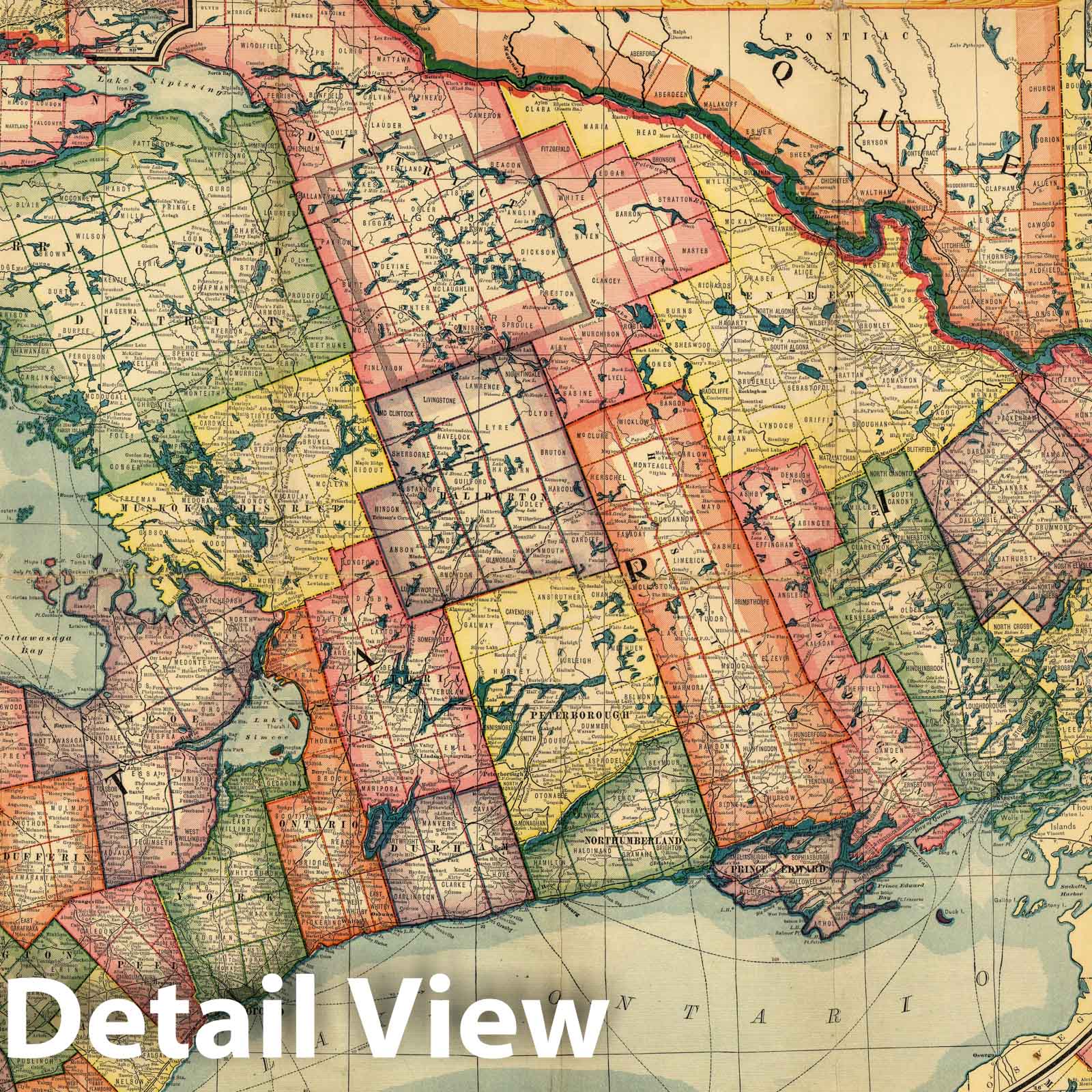 Ontario and Quebec - Railway and Township Map, 1899