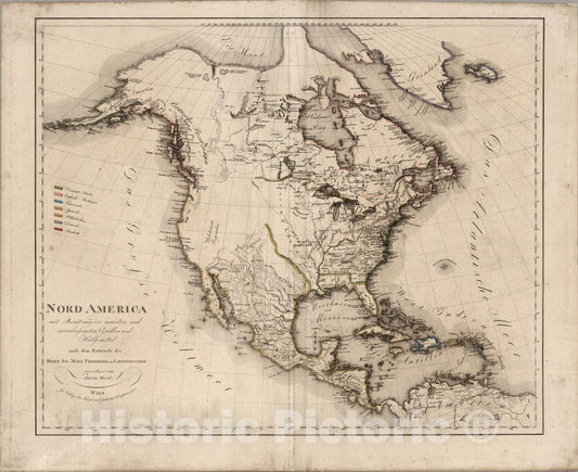 Historic Map : Nord America 1805 - Vintage Wall Art