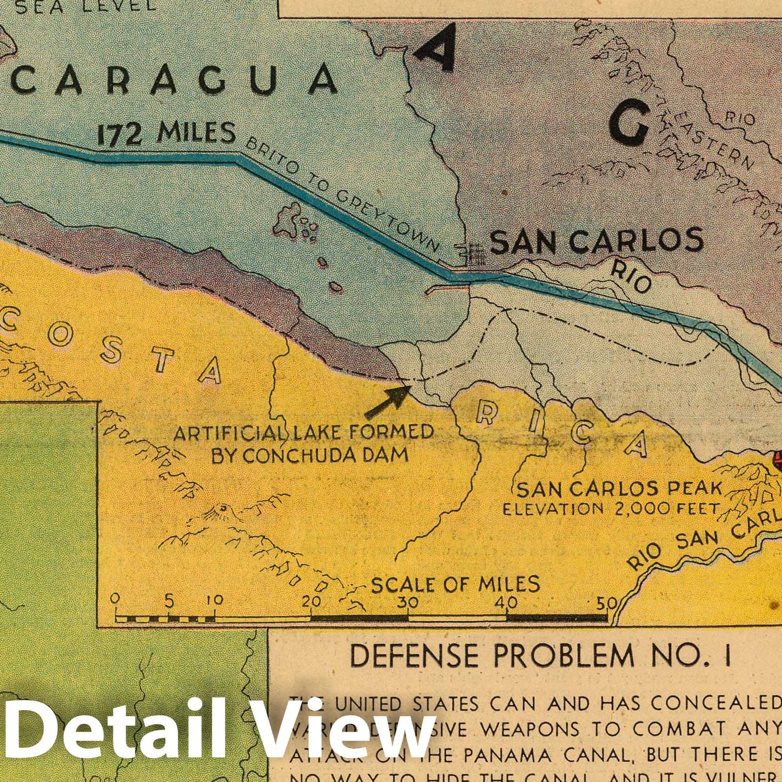 World War II: Nicaragua Canal and Palestine - Military Map, 1939