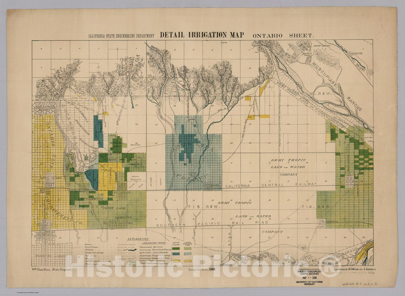 Historic Map : Ontario. Detail Irrigation Map, 1888 - Vintage Wall Art