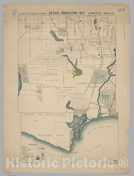Historic Map : Compton. Detail Irrigation Map, 1888 - Vintage Wall Art