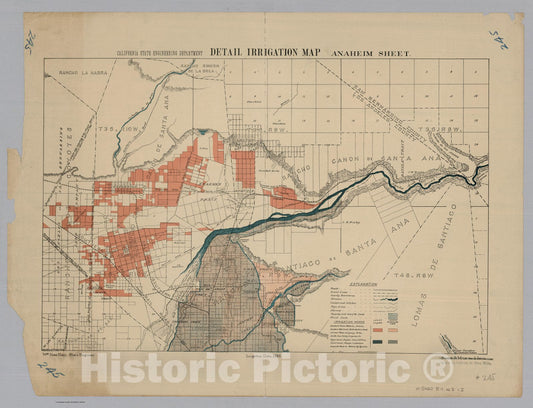 Historic Map : Anaheim. Detail Irrigation Map, 1888 - Vintage Wall Art