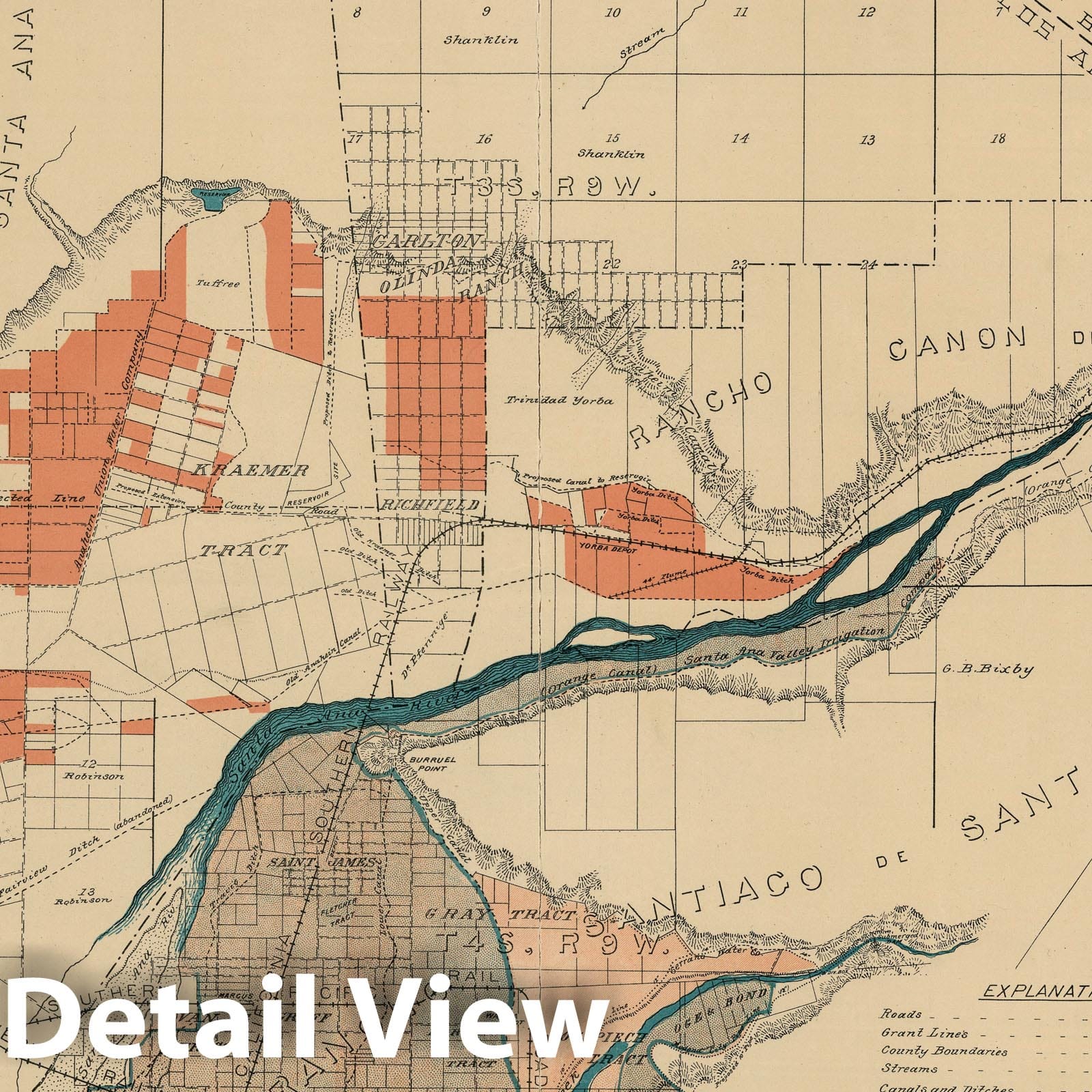 Anaheim, Los Angeles and San Bernardino Counties, California - Railroad Map, 1888