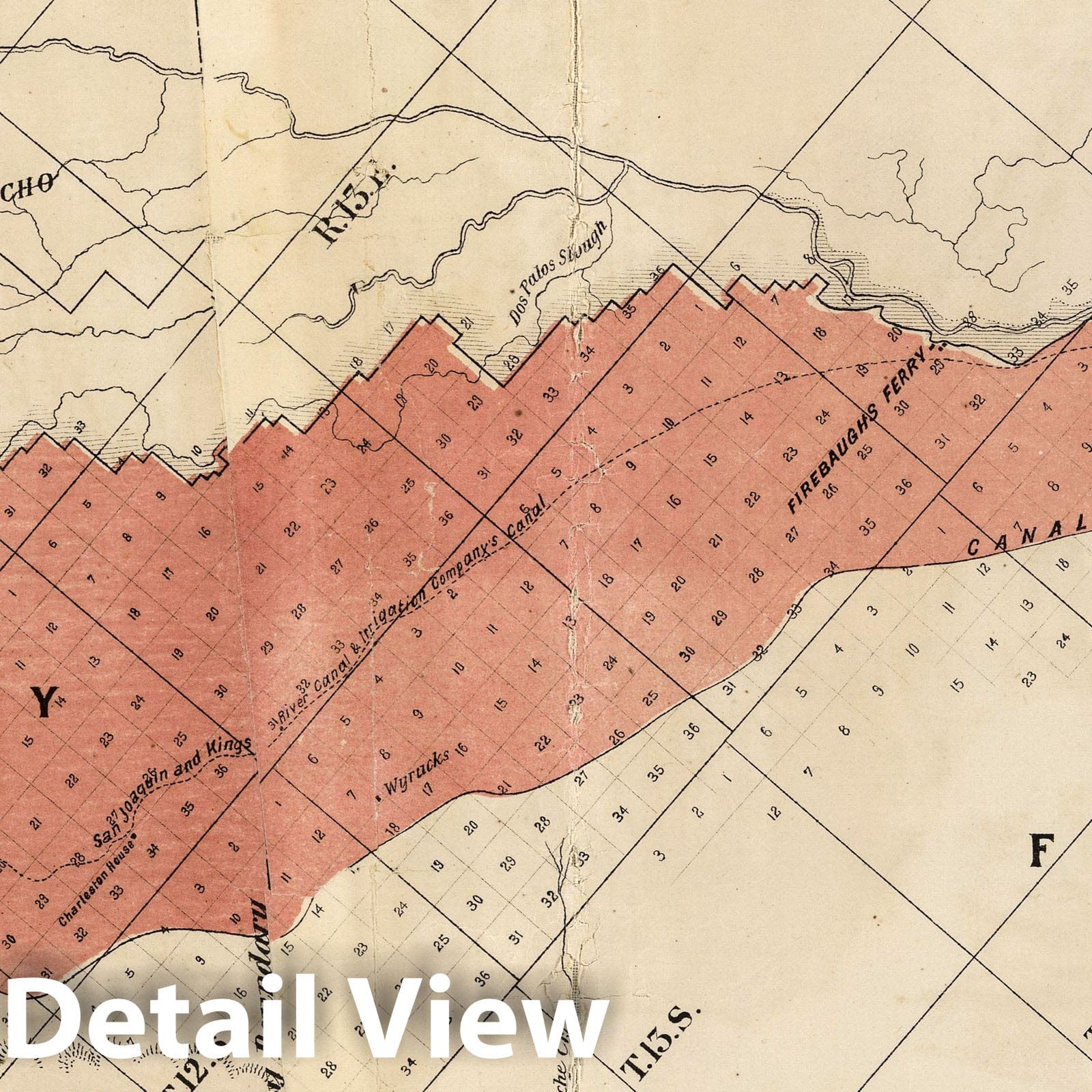 West Side Irrigation District, San Joaquin Valley, California, 1877 - Historical Map Print