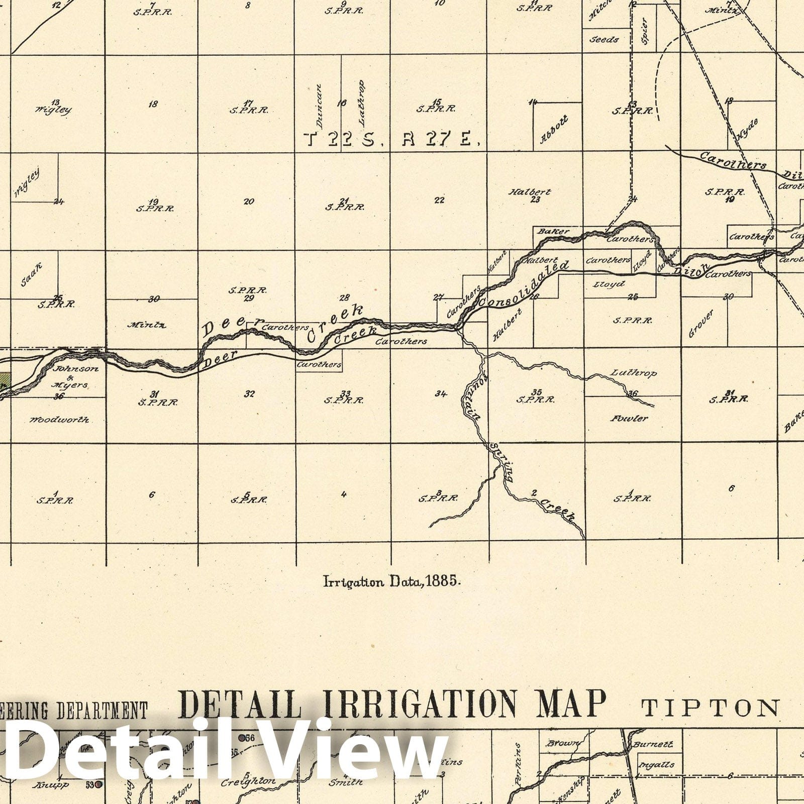 Porterville and Tipton, San Joaquin Valley - Irrigation Map, 1885