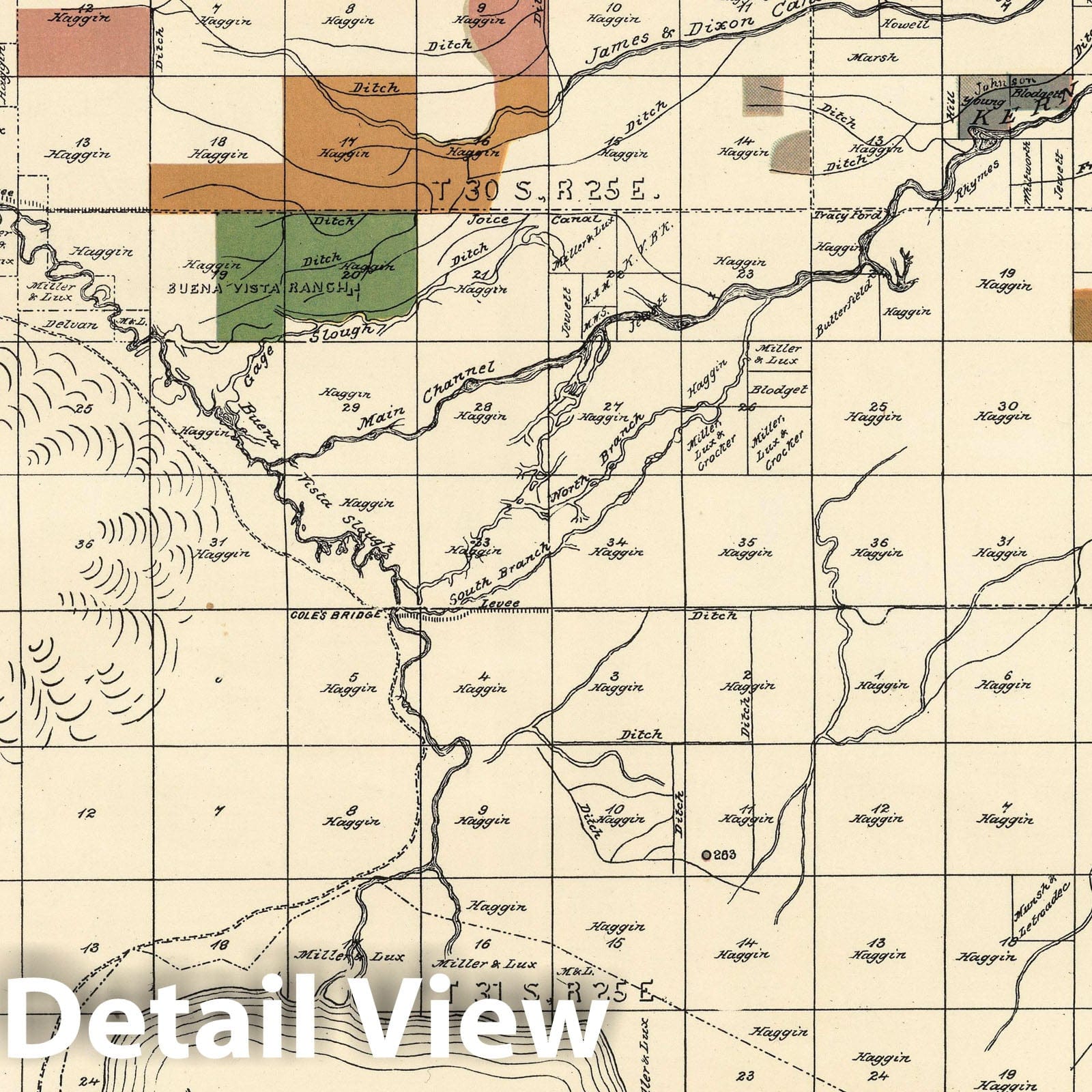 Buena Vista Lake, San Joaquin Valley, California - Irrigation Map, 1885