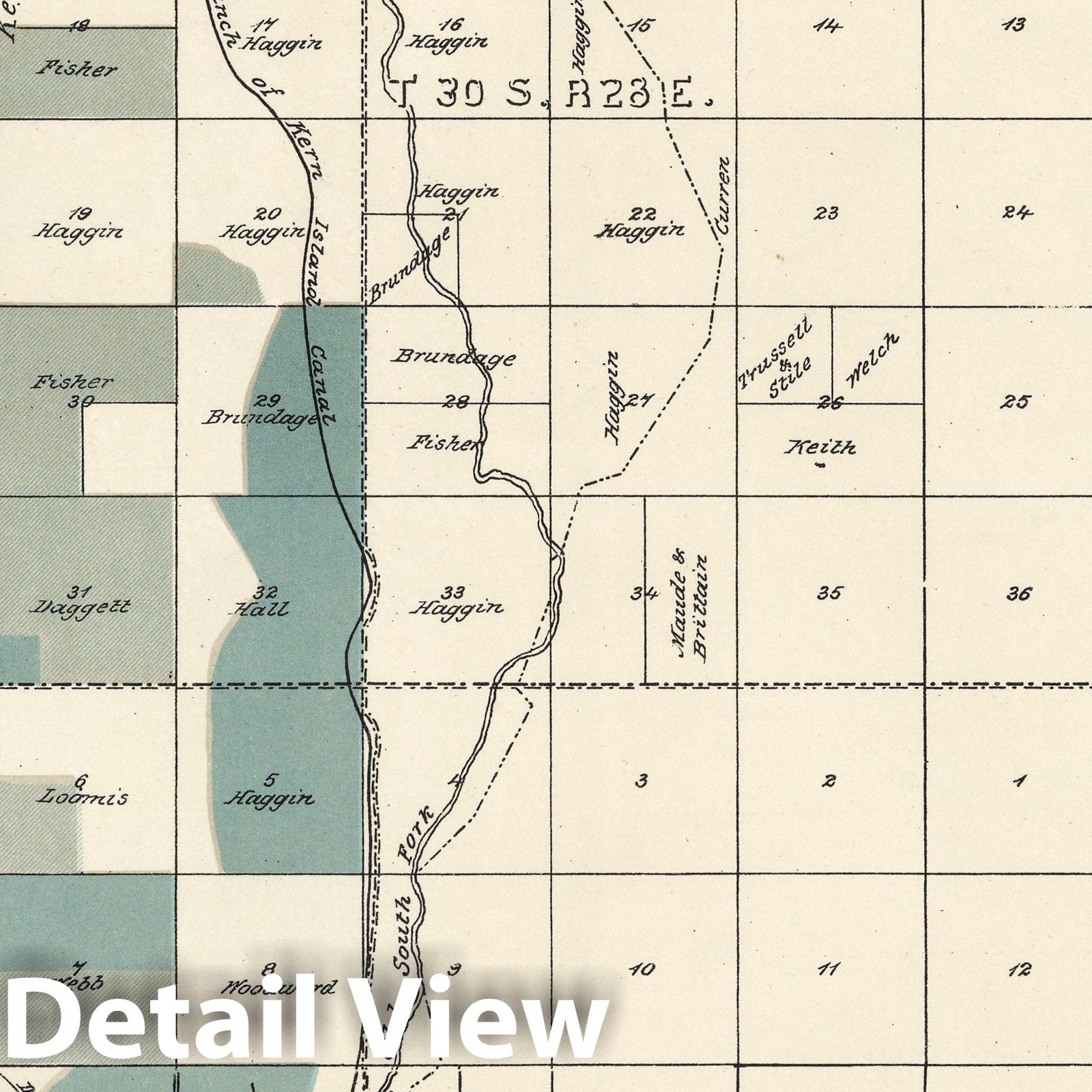 Bakersfield, San Joaquin Valley, California - Railroad Map, 1885