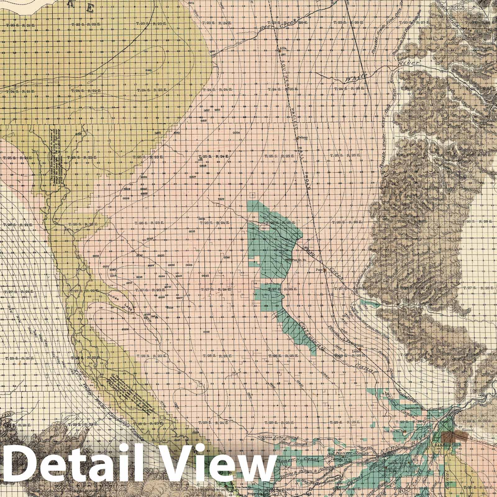 San Joaquin Valley, California - Sheet No. 4, 1886 Irrigation Map Print