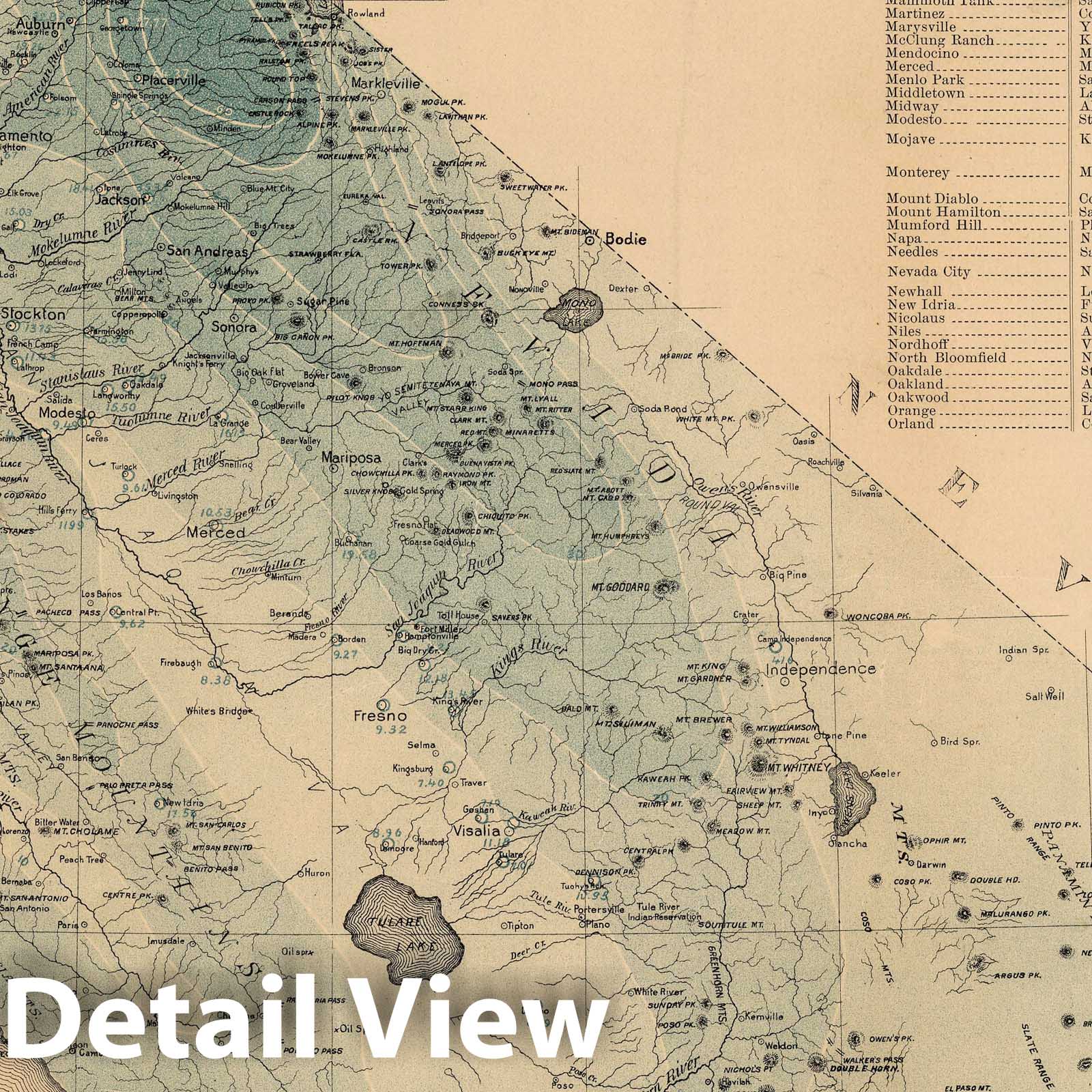 California Rainfall Distribution Map, 1888 - Historical Map Print