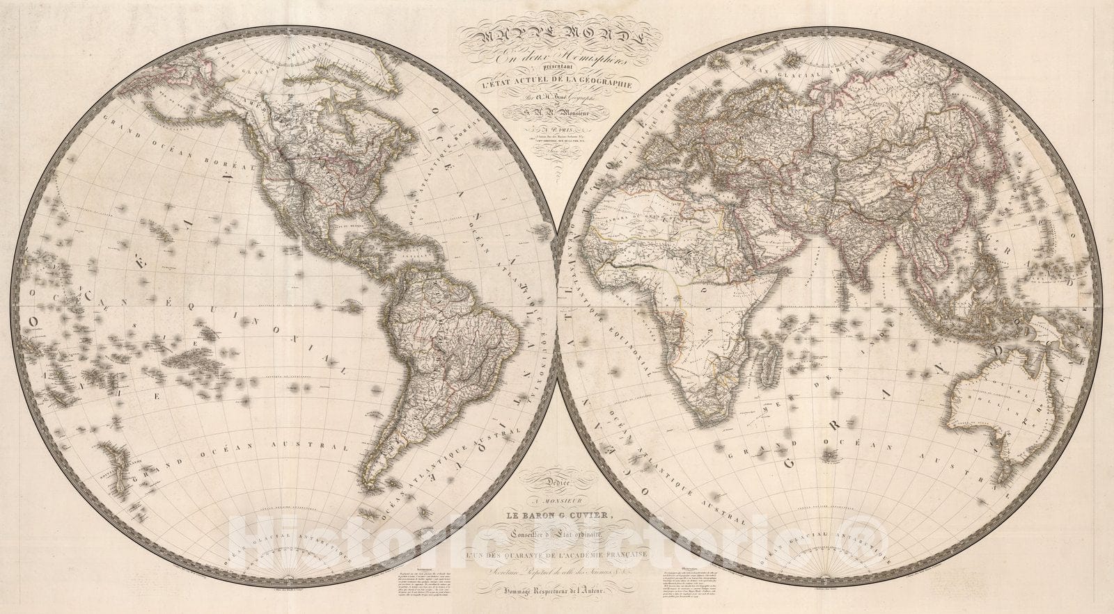 Historic Map : Composite: Hemispheres. 1820 - Vintage Wall Art
