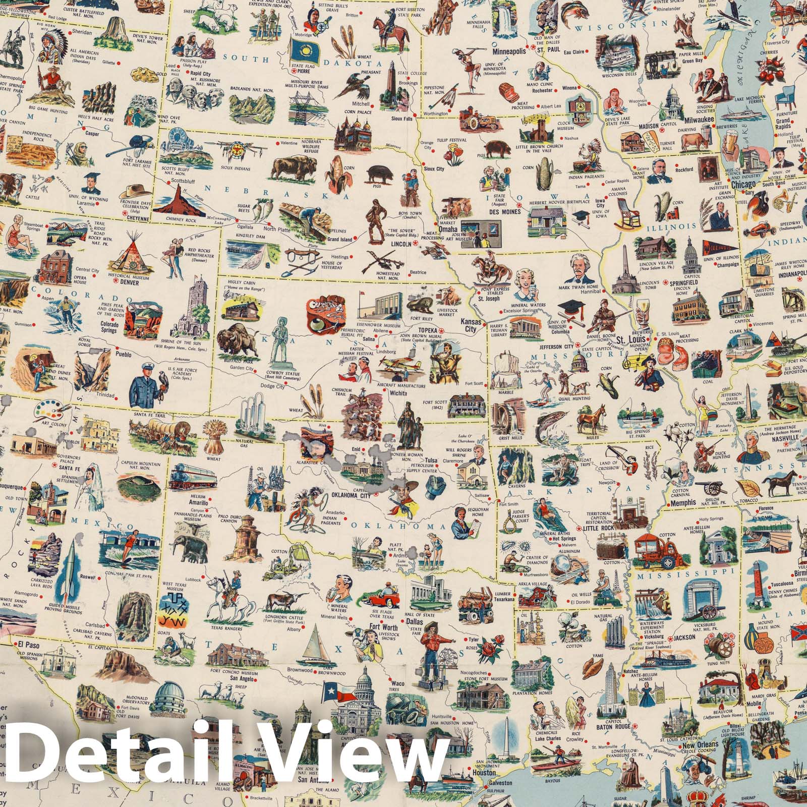 United States - Pictorial Map, 1962 - Historical Map Print
