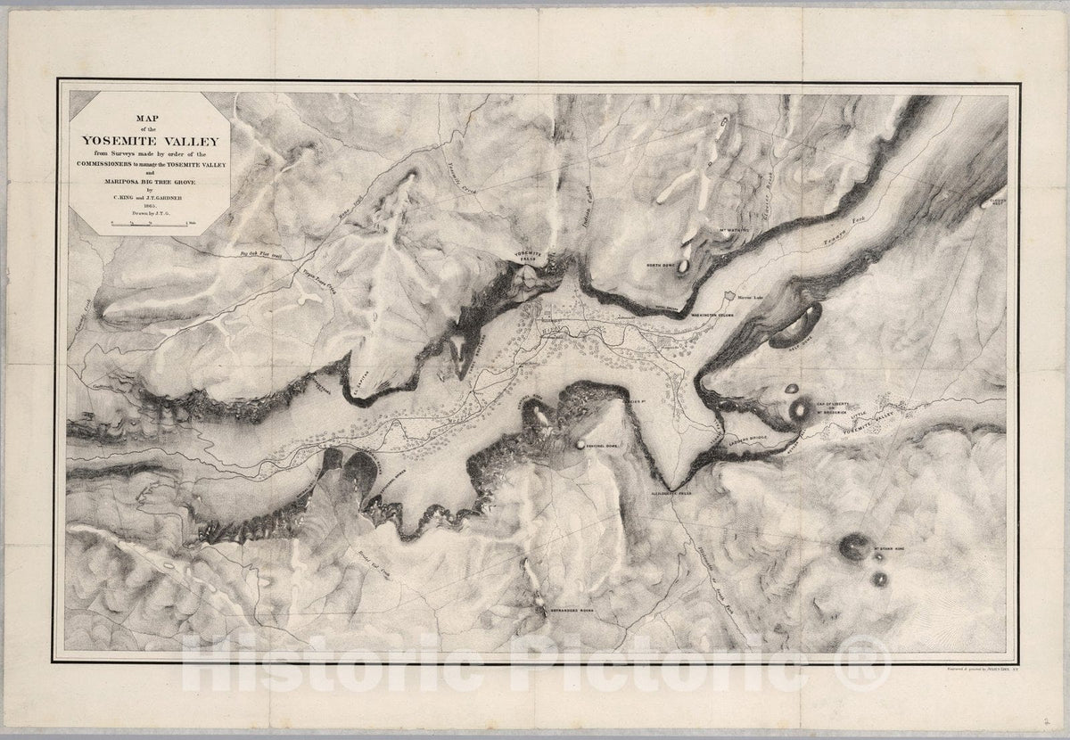 Historic Map : Yosemite Valley. 1869 - Vintage Wall Art