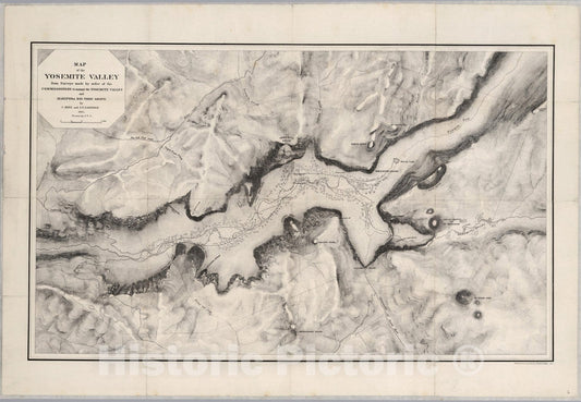 Historic Map : Yosemite Valley. 1869 - Vintage Wall Art