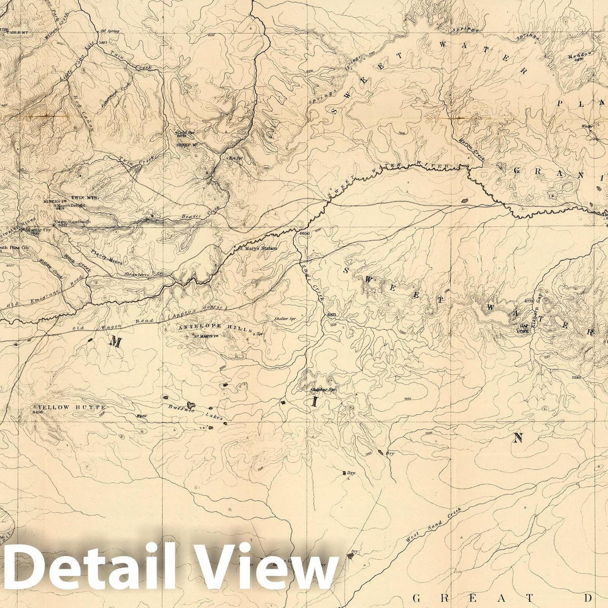 Central Wyoming - Geologic Map, 1877 - Historical Topographic Print