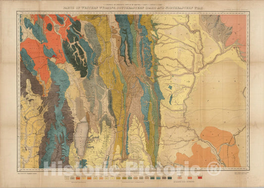 Historic Map - Parts of Western Wyoming, Southeastern Idaho and Northeastern Utah, 1877, F.V. Hayden - Vintage Wall Art