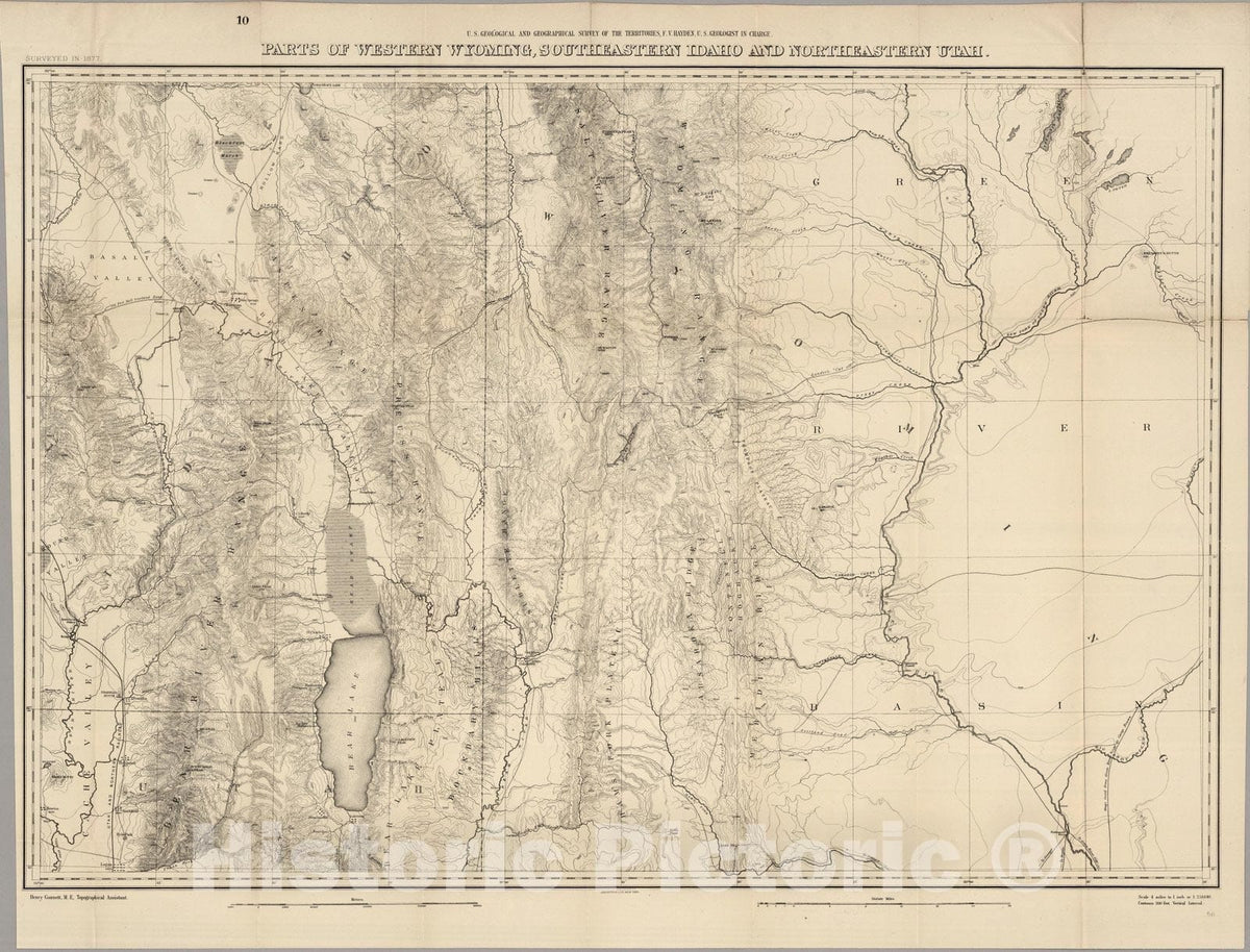 Historic Map : Parts of Western Wyoming, Southeastern Idaho and Northeastern Utah 1877 v2 - Vintage Wall Art