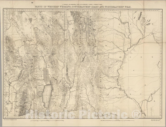 Historic Map : Parts of Western Wyoming, Southeastern Idaho and Northeastern Utah 1877 v2 - Vintage Wall Art