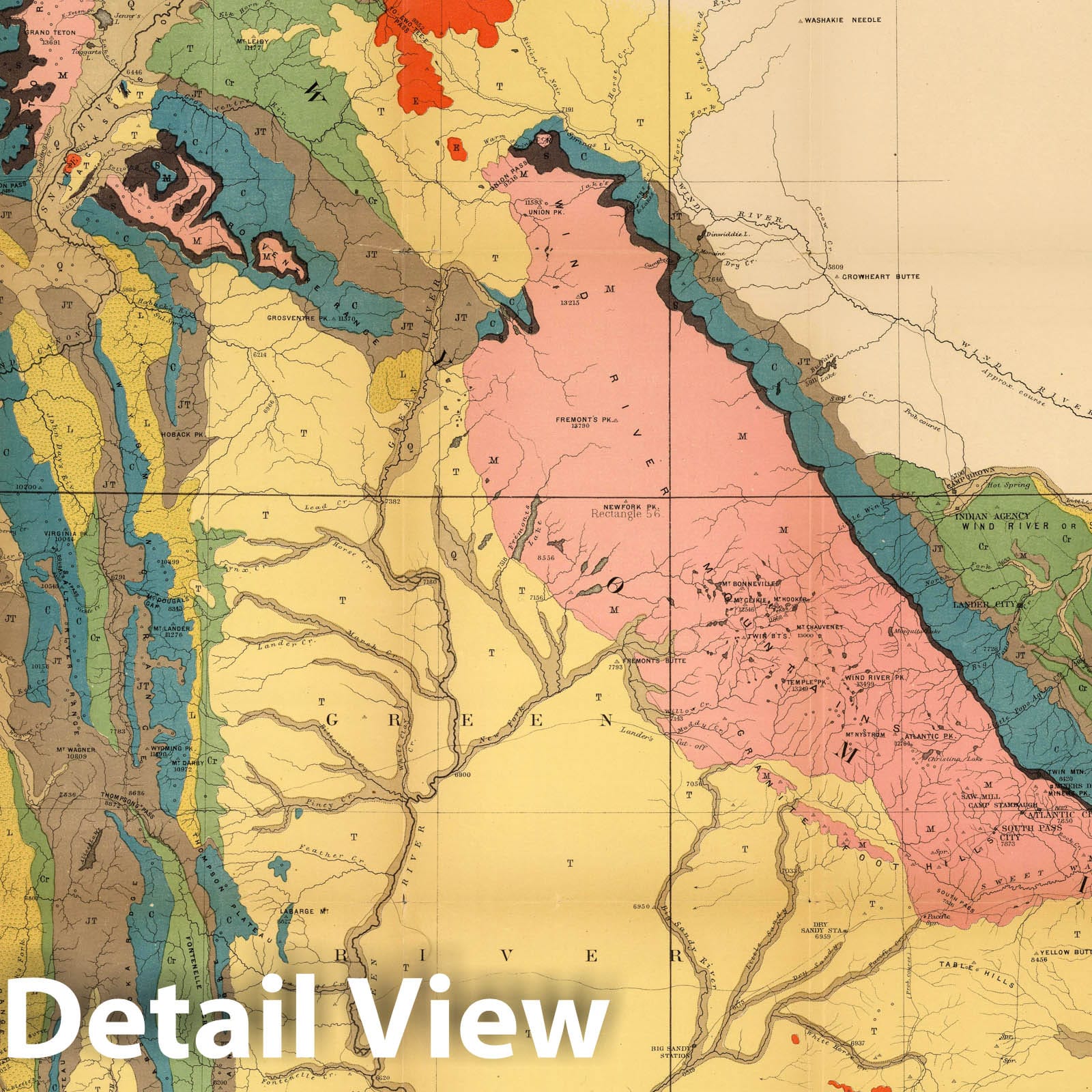 Wyoming, Idaho and Utah - Geologic Map, 1878