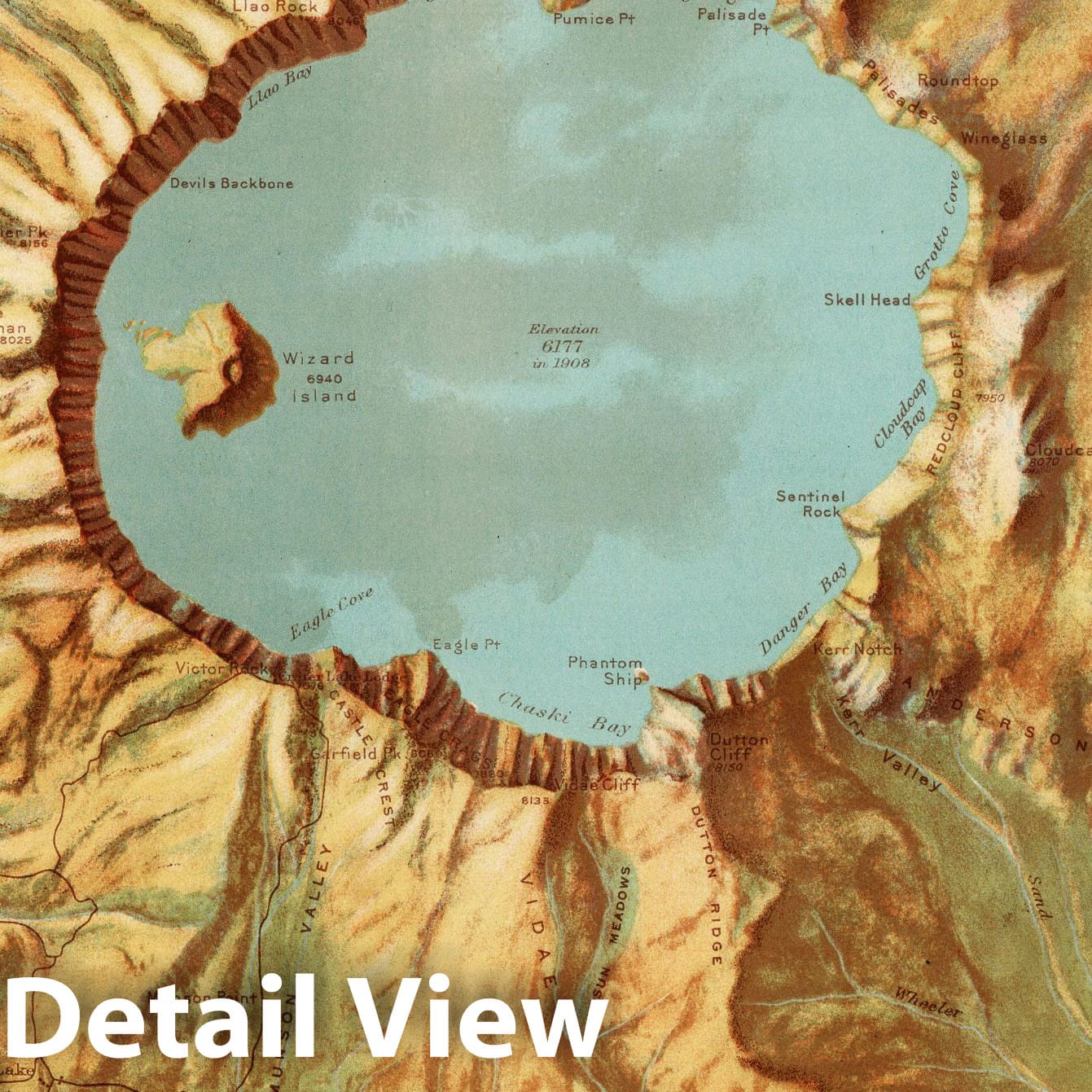 Crater Lake National Park Panoramic View 1915 - Historical Map Print