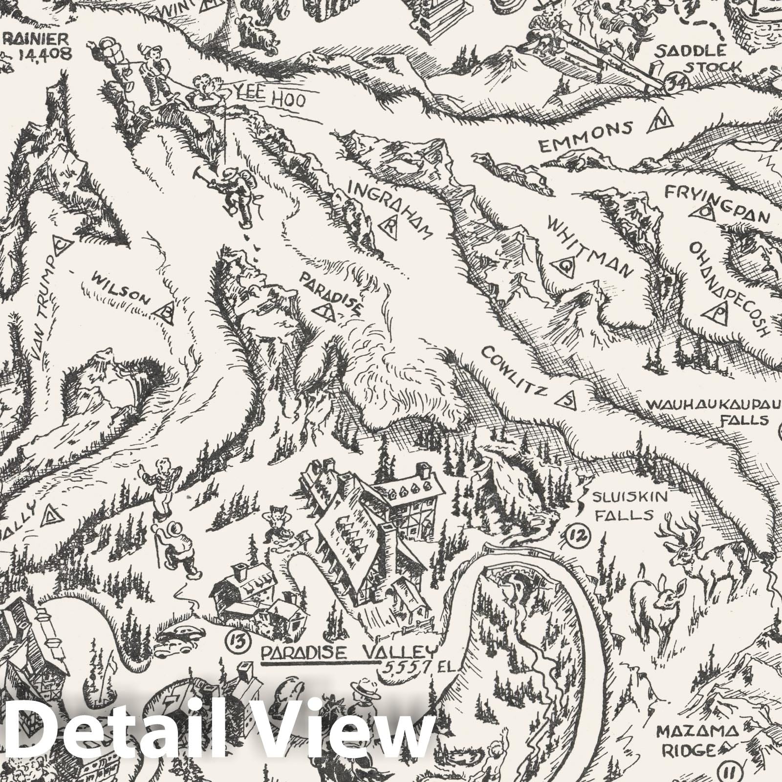 Historic Map - Mt. Rainier National Park. 1946 - Vintage Wall Art