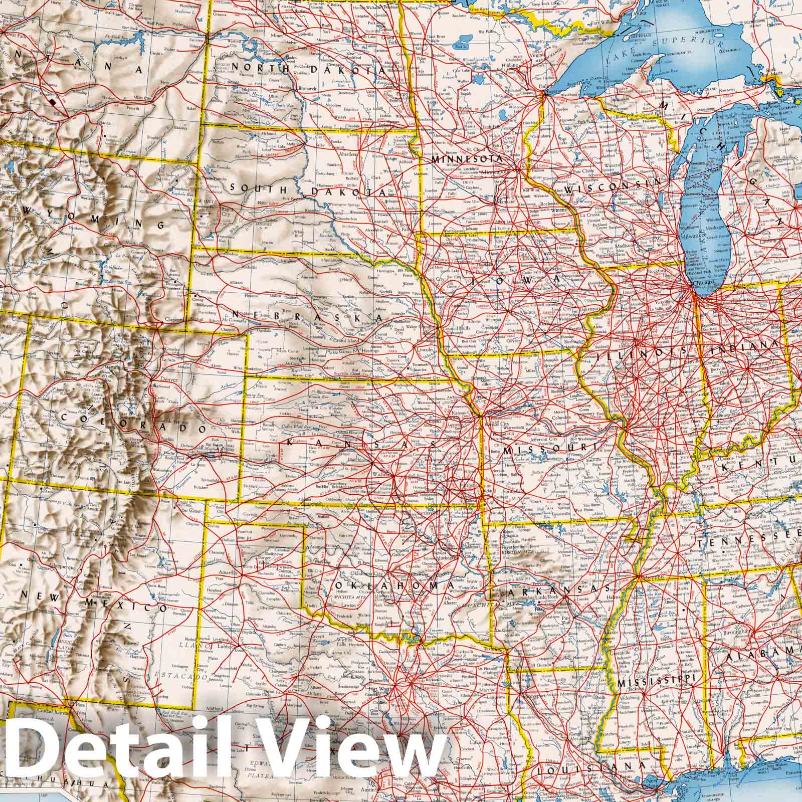 Historic Map : American Railroads (Class I). 1959 - Vintage Wall Art