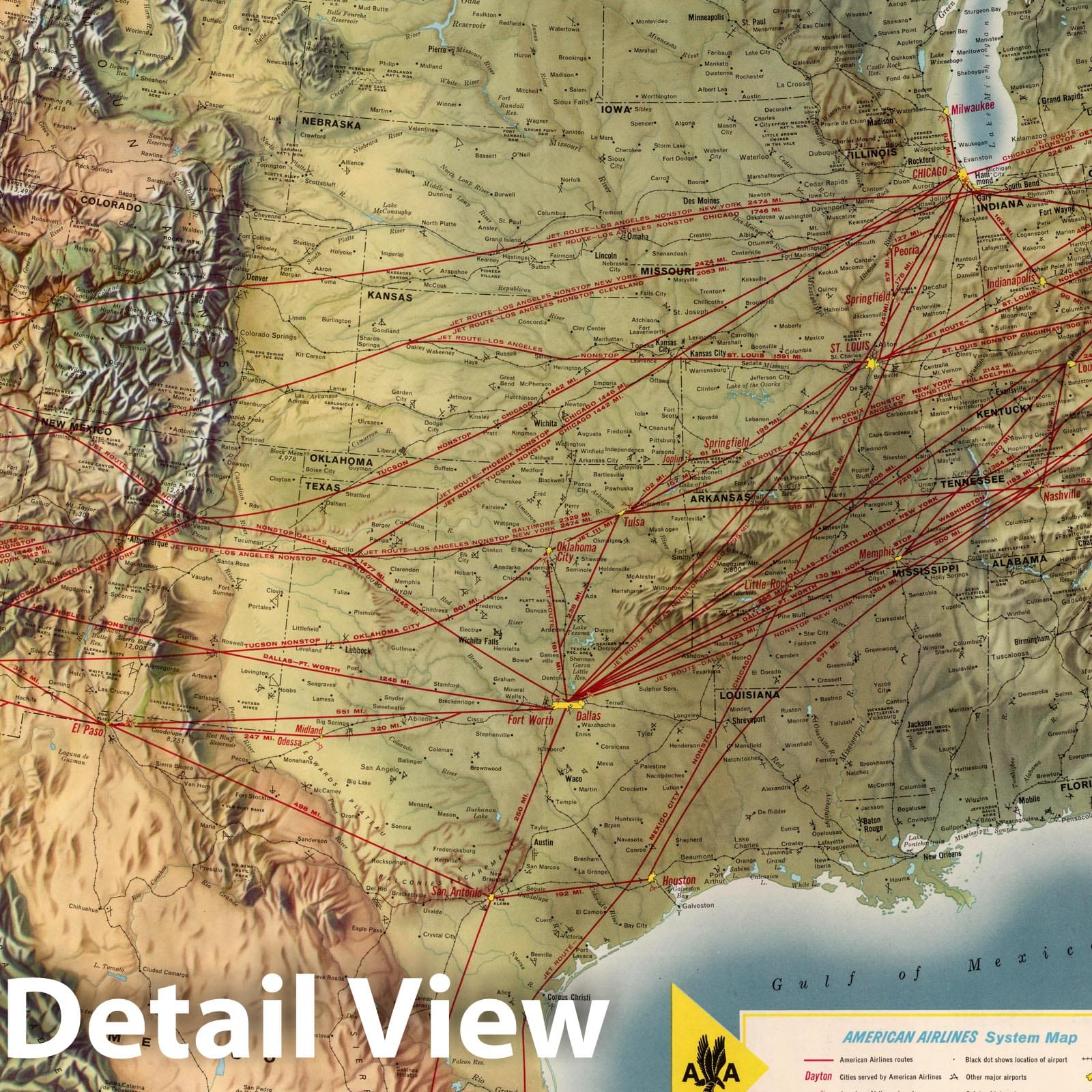 American Airlines - World Airline Routes, 1962 - Historical Map Print