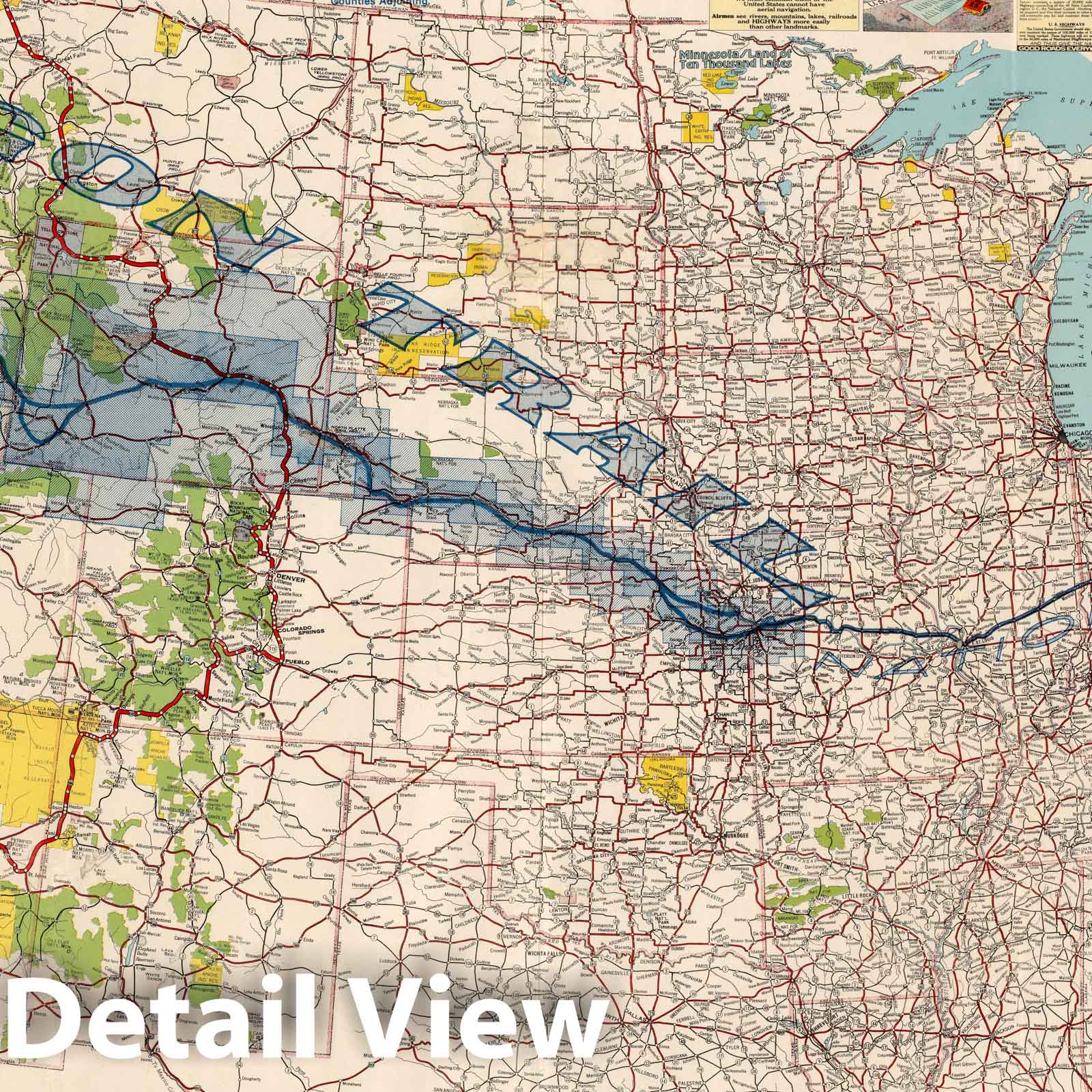 United States Transportation Map 1929 - Principal Highways & Oregon Trail