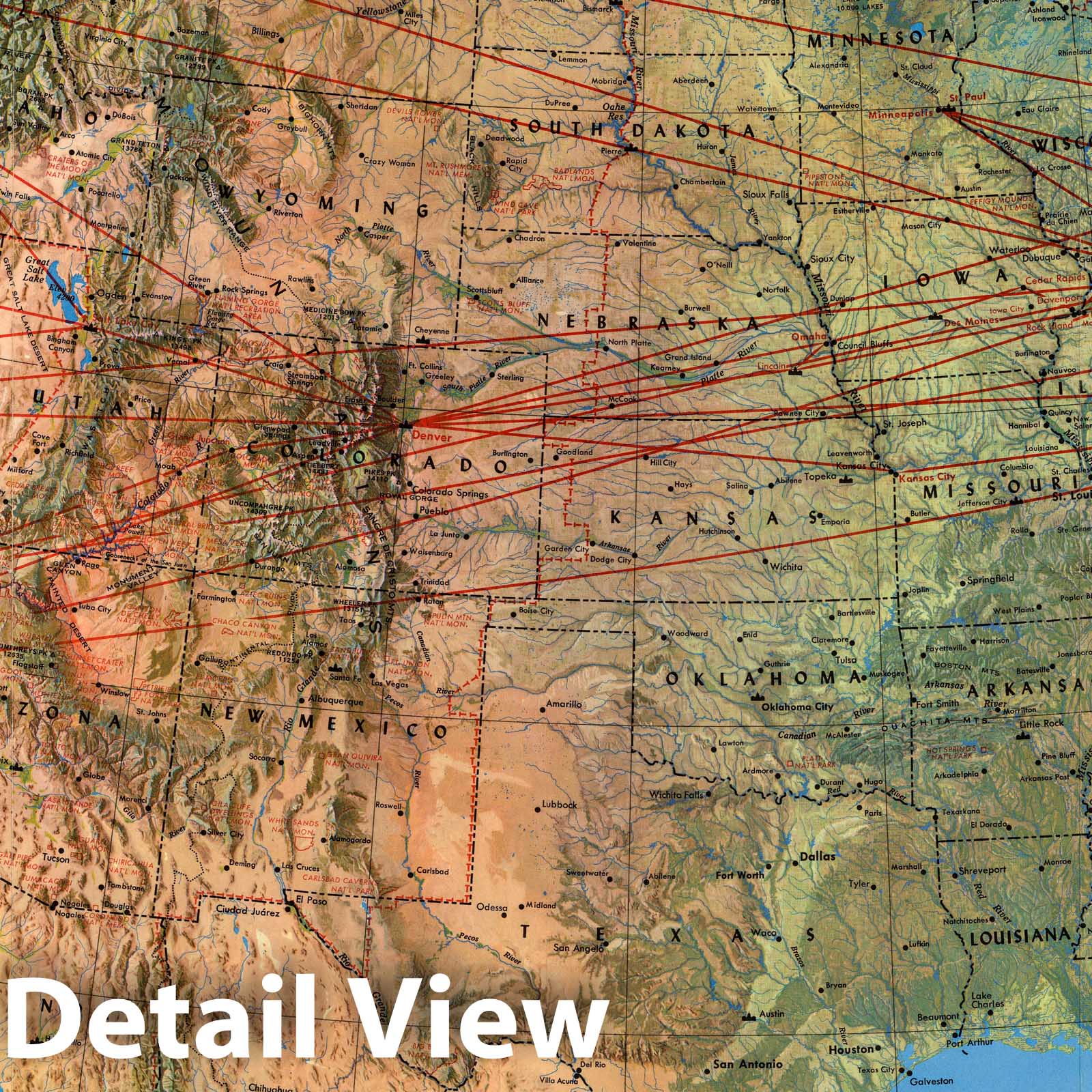 United Air Lines - World Airline Routes, 1968 - Historical Map Print