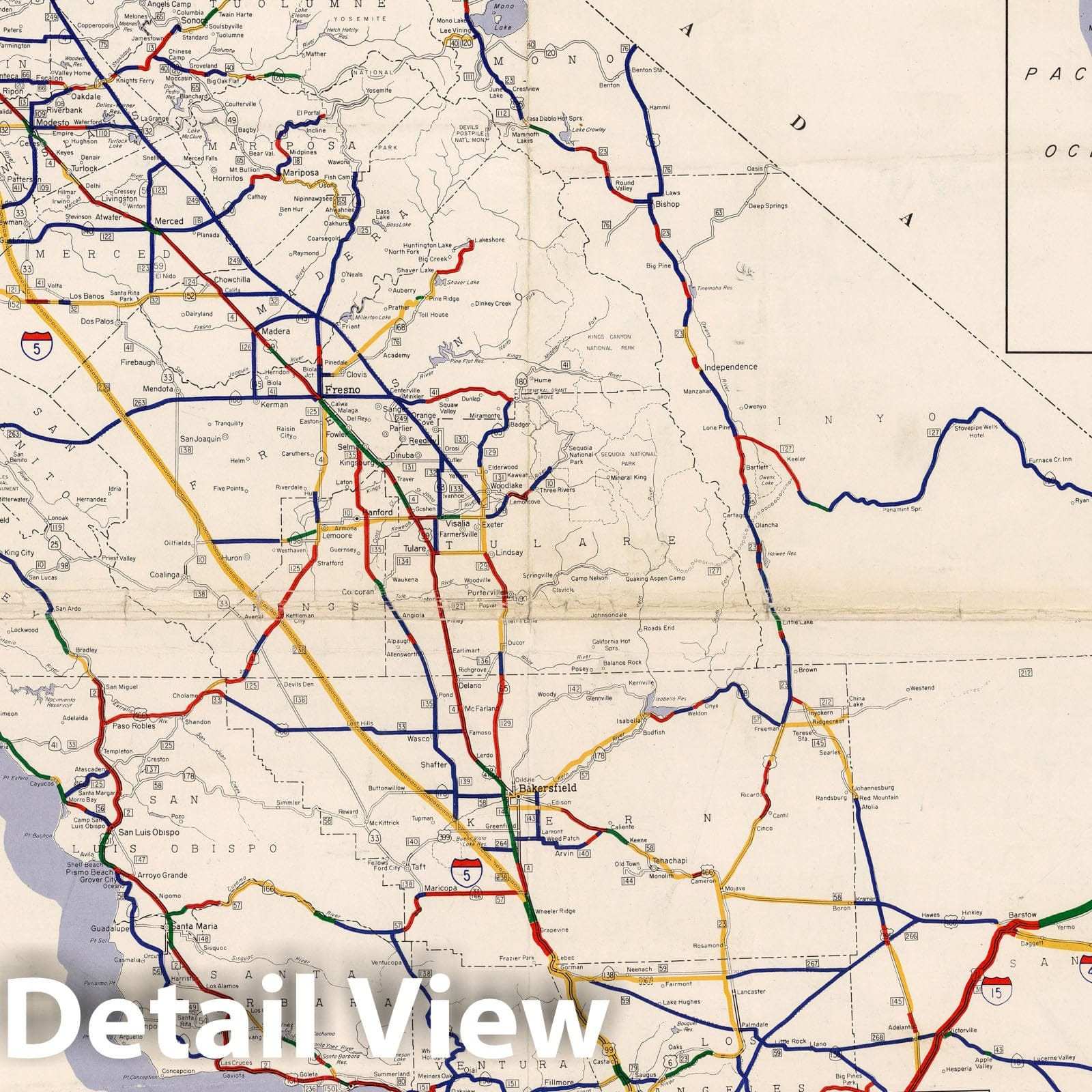 California Roads Map 1962 - Interstate Highways & Freeway System