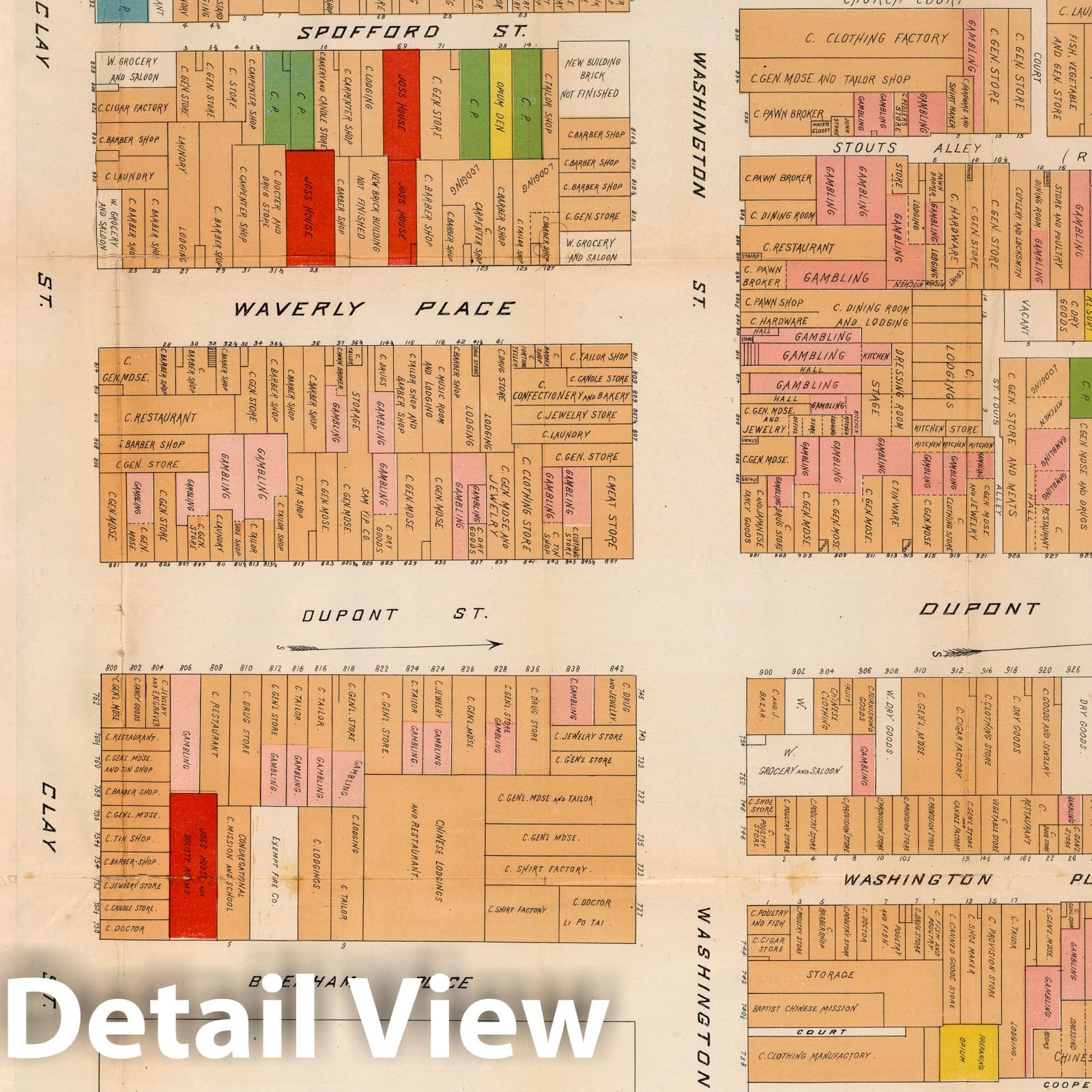 Chinatown, San Francisco, California 1885 Historical Map Print
