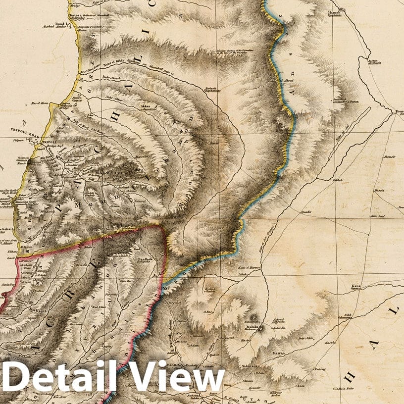 Countries between Jerusalem and Aleppo - Road Map, 1815 - Historical Map Print