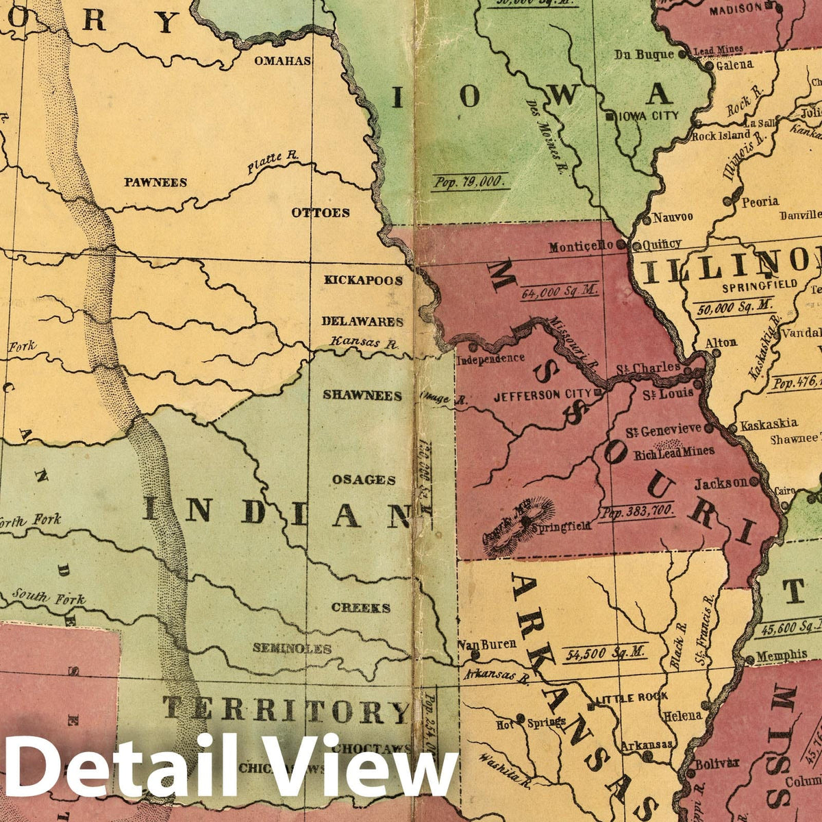 United States 1847 Historical Map Print - Olney's Outline Maps for Schools