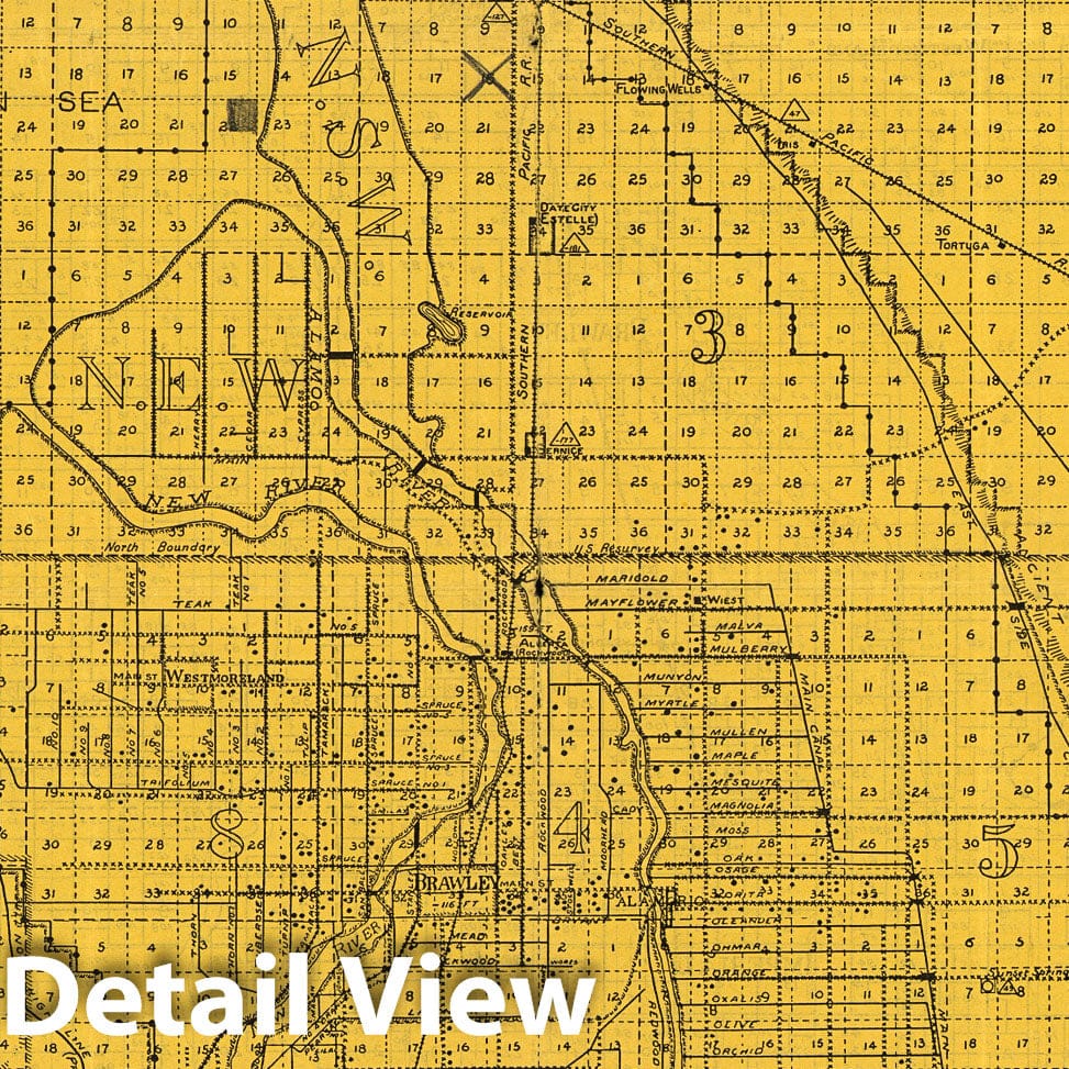 Imperial Valley - Railroad Map, 1914 - Historical Map Print